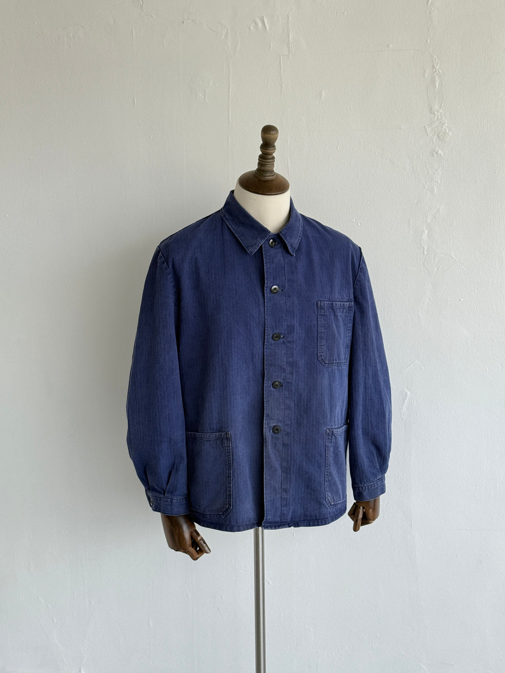 Blue Herringbone Vintage Workwear Chore Jacket CH365 - Medium