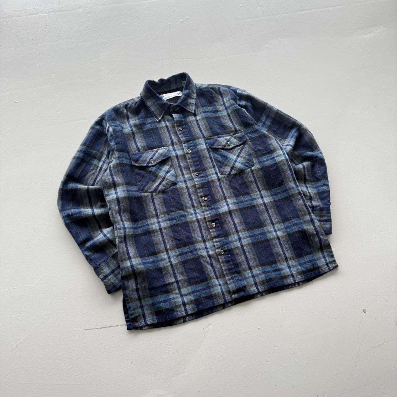 Blue Lumber Jack 80’s Vintage Flannel Long Sleeve Shirt - Medium
