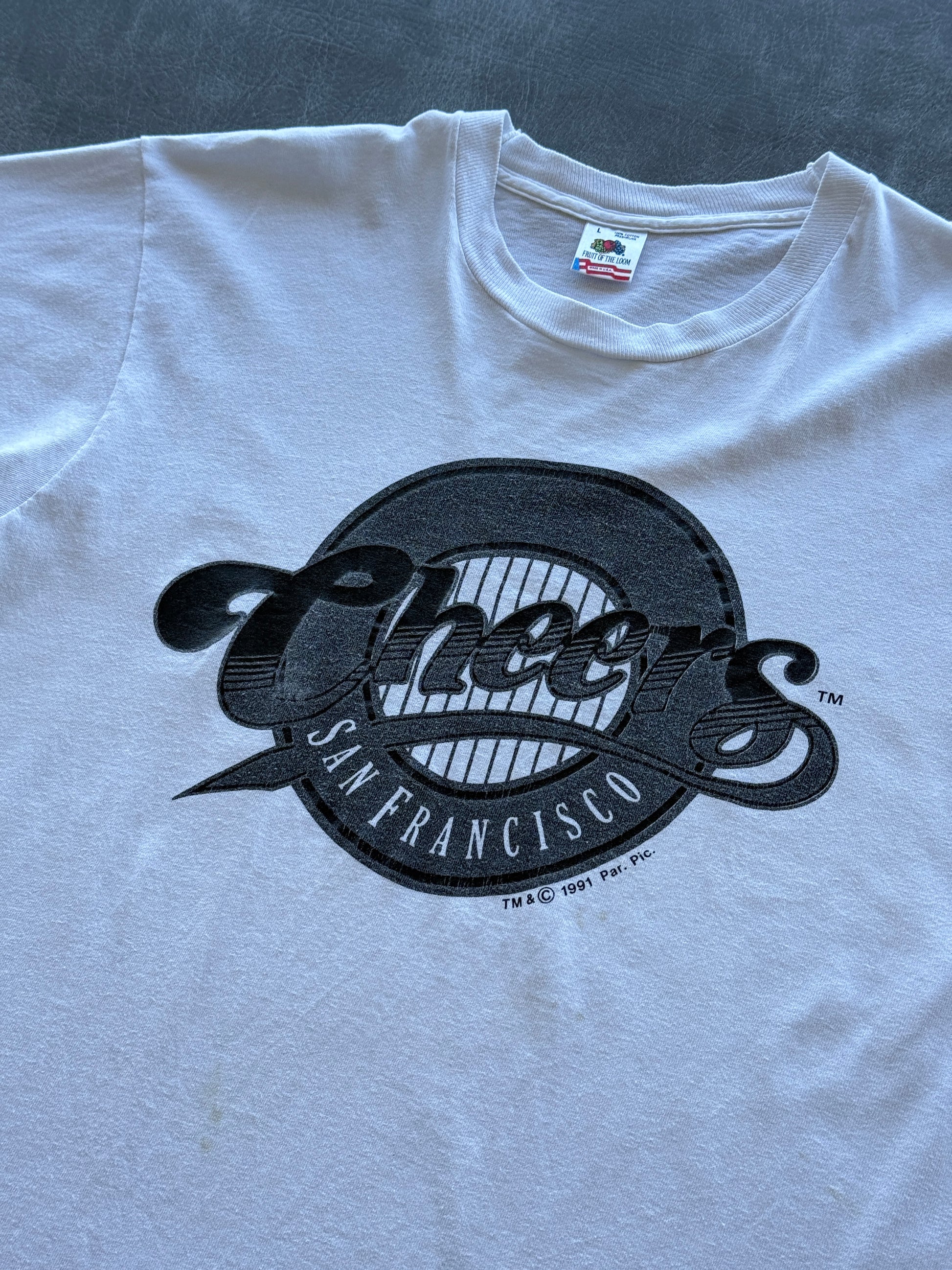 White Cheers San Francisco 90's Vintage Single Stitch Graphic T-Shirt - Large
