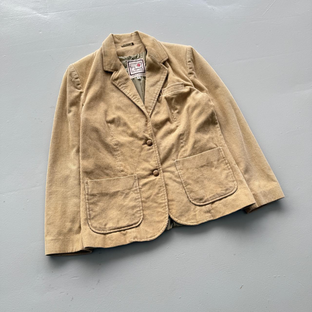 Cream Long Street Vintage 80s Corduroy Blazer Jacket - Womens Size 10