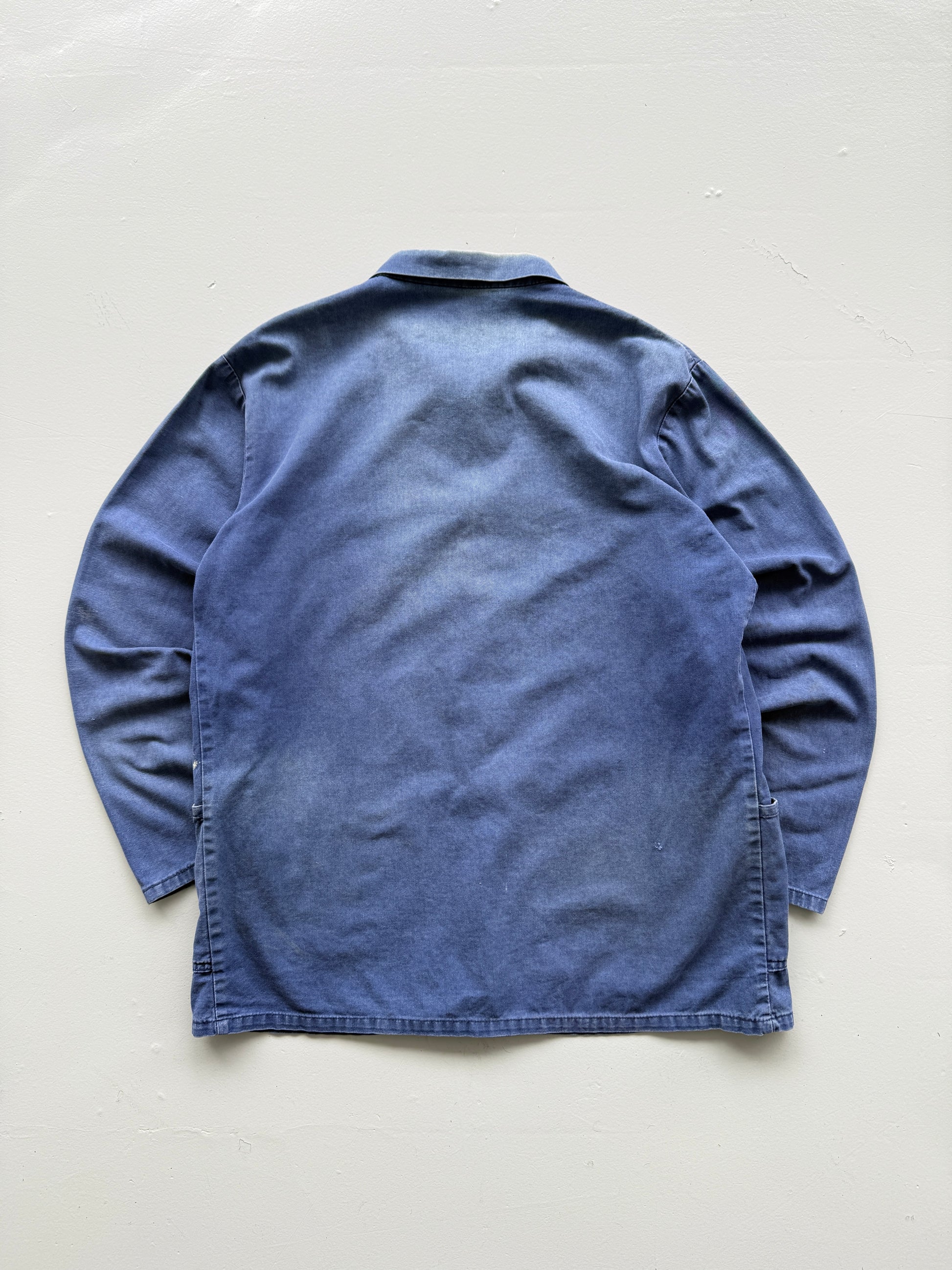 Faded Thrashed Blue French Chore Jacket 80's Vintage Workwear CH189 - Large