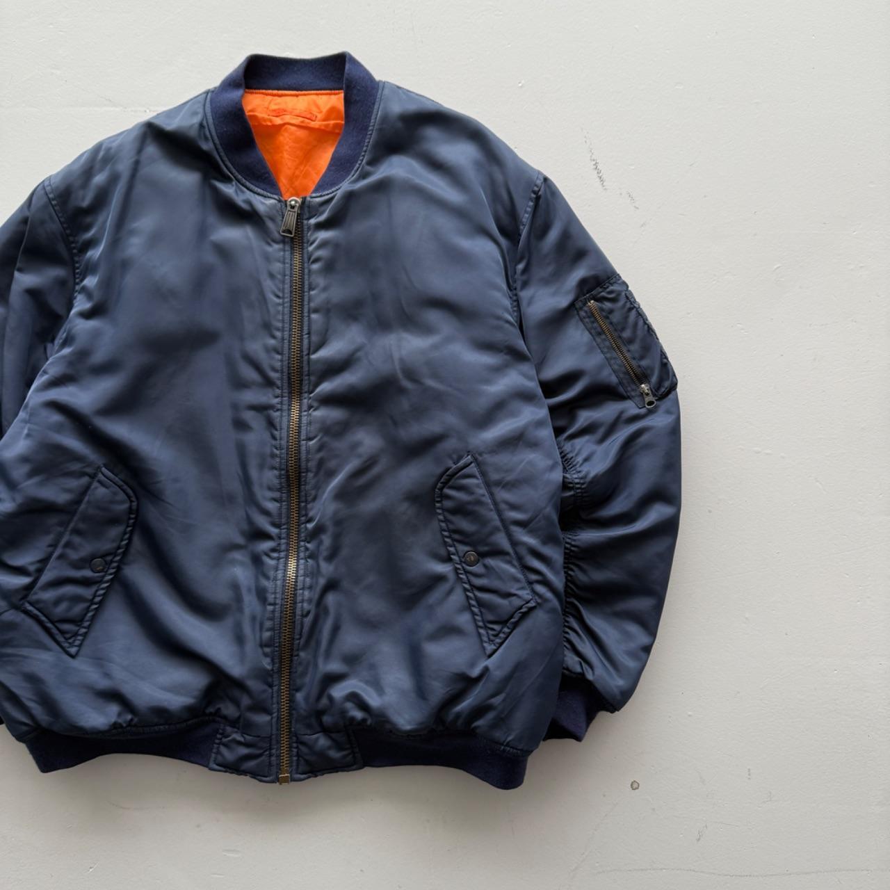 Navy Blue 80’s Vintage Bomber Jacket - XL