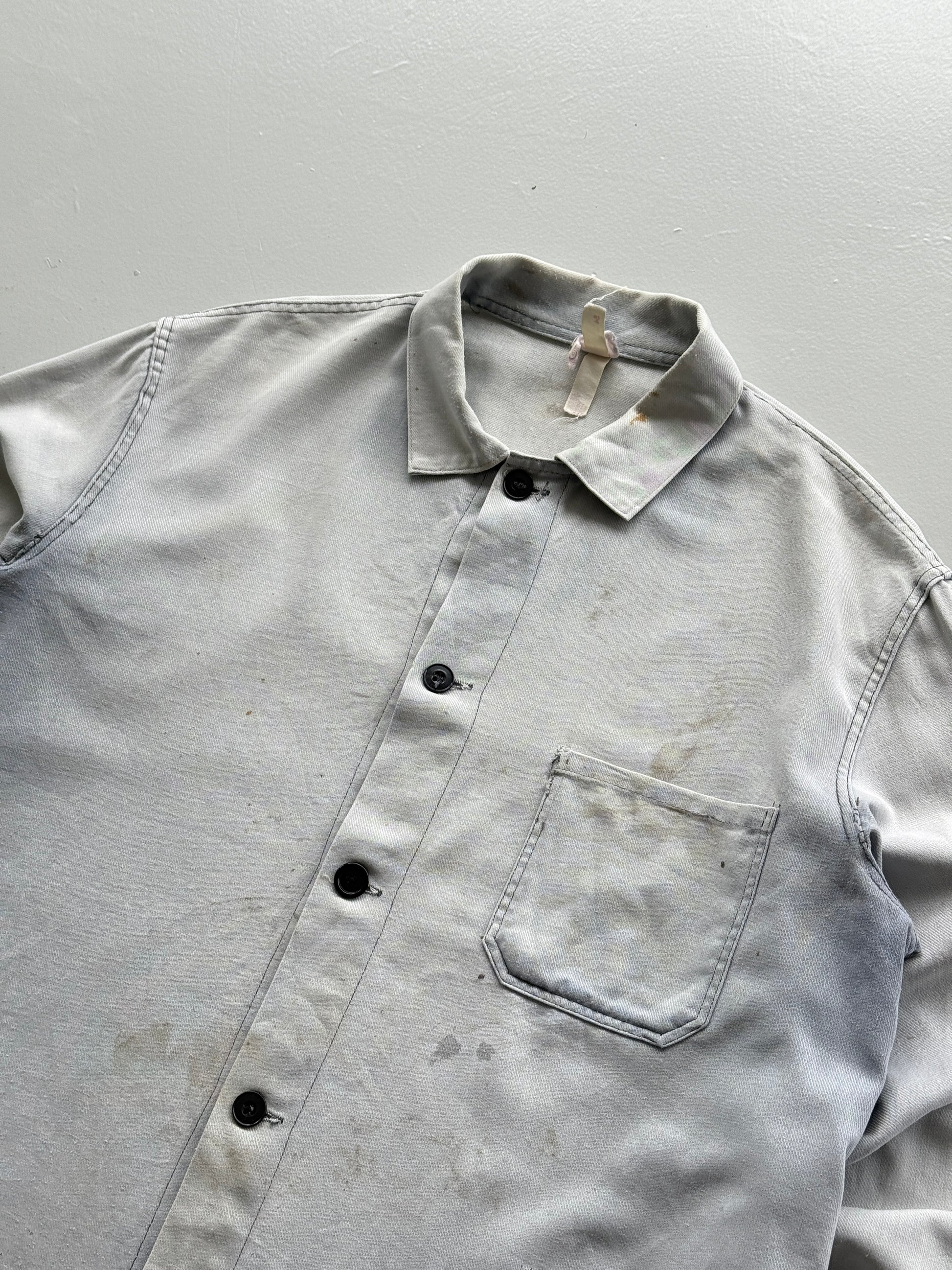 Faded White French Chore Jacket 70's Vintage Workwear CH220 - Medium