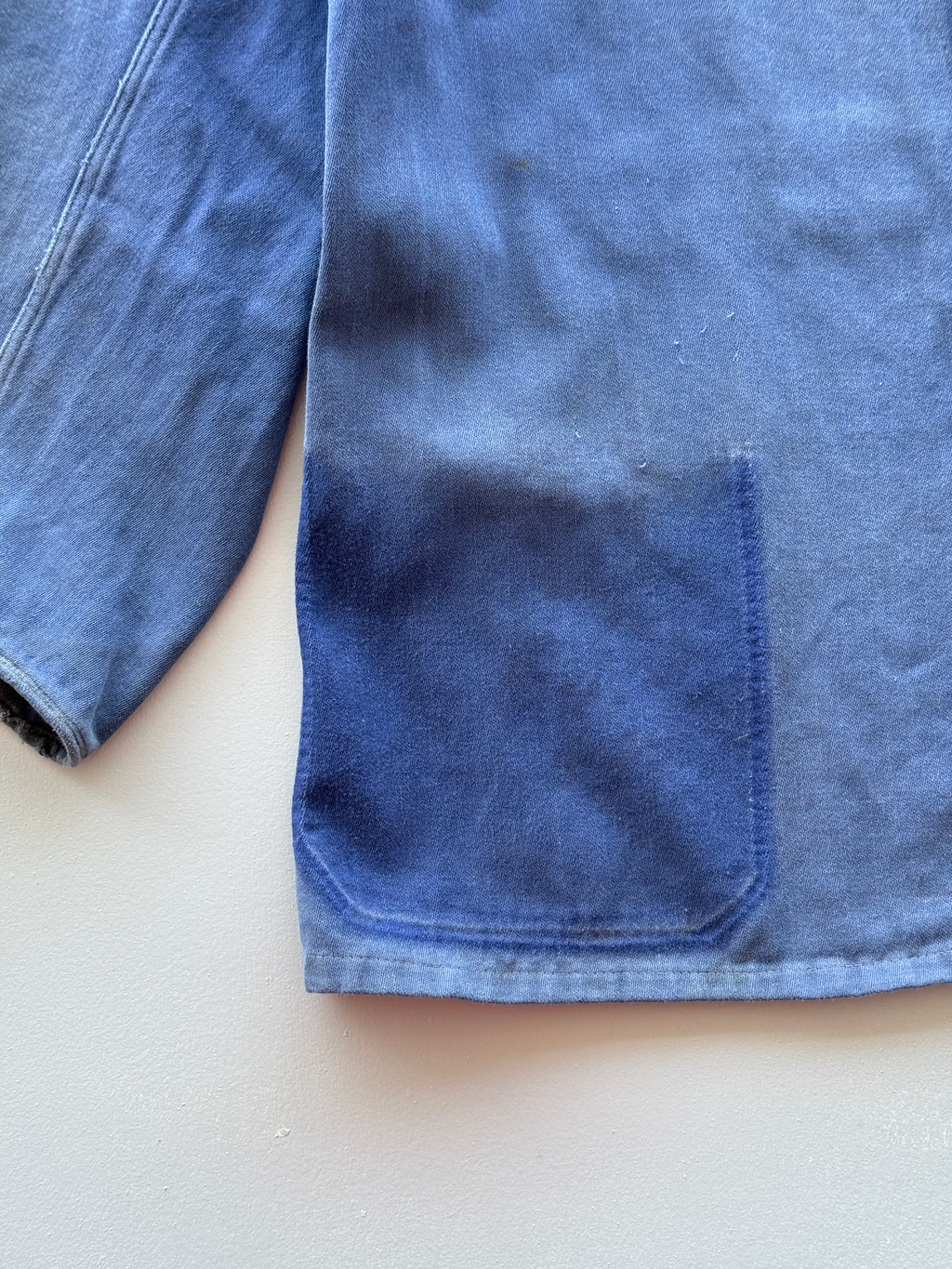 Blue French Chore Jacket 80's Vintage Thrashed Workwear - Medium