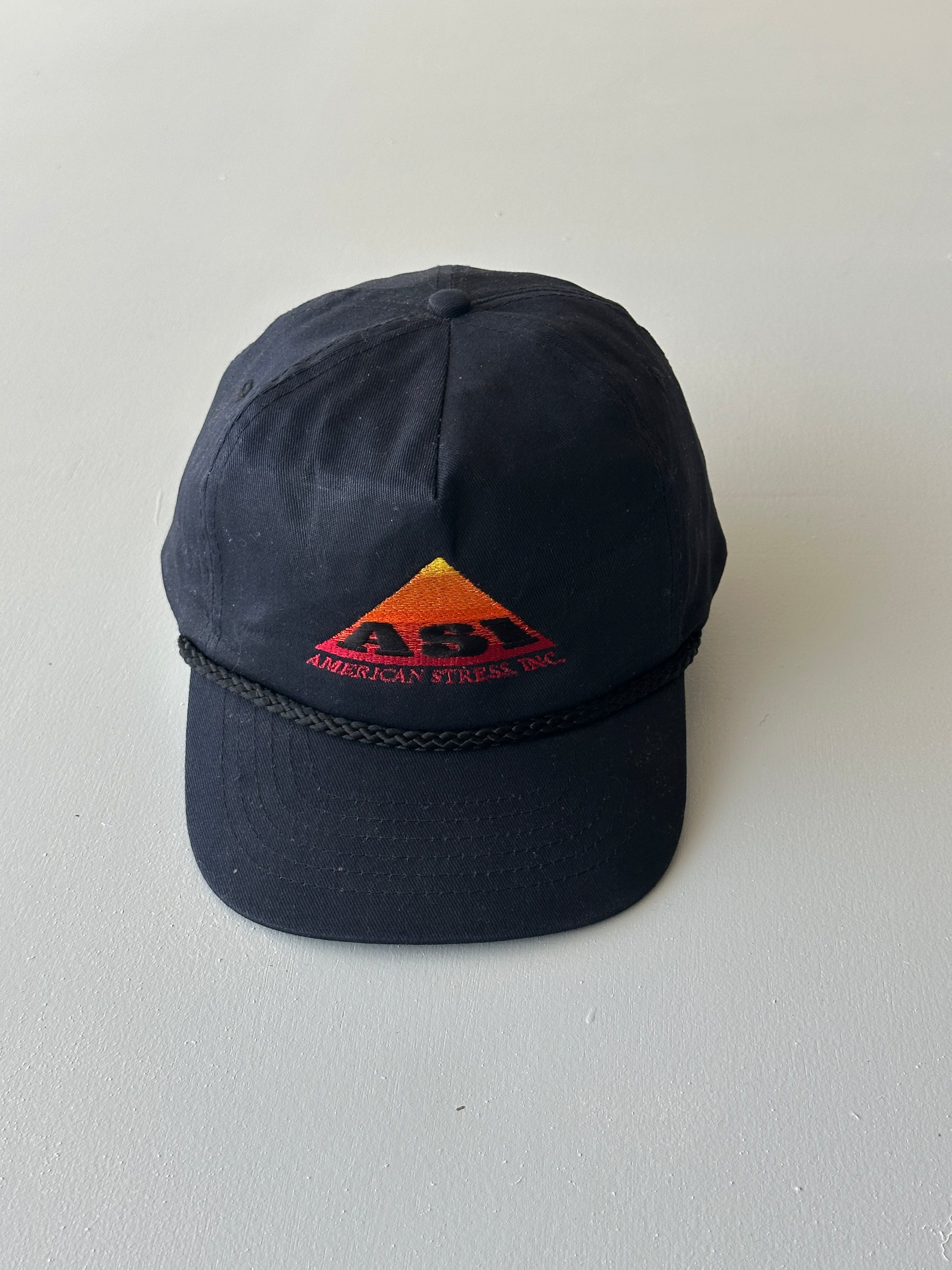 Black ASI American Stress Inc. Vintage SnapBack Trucker Cap