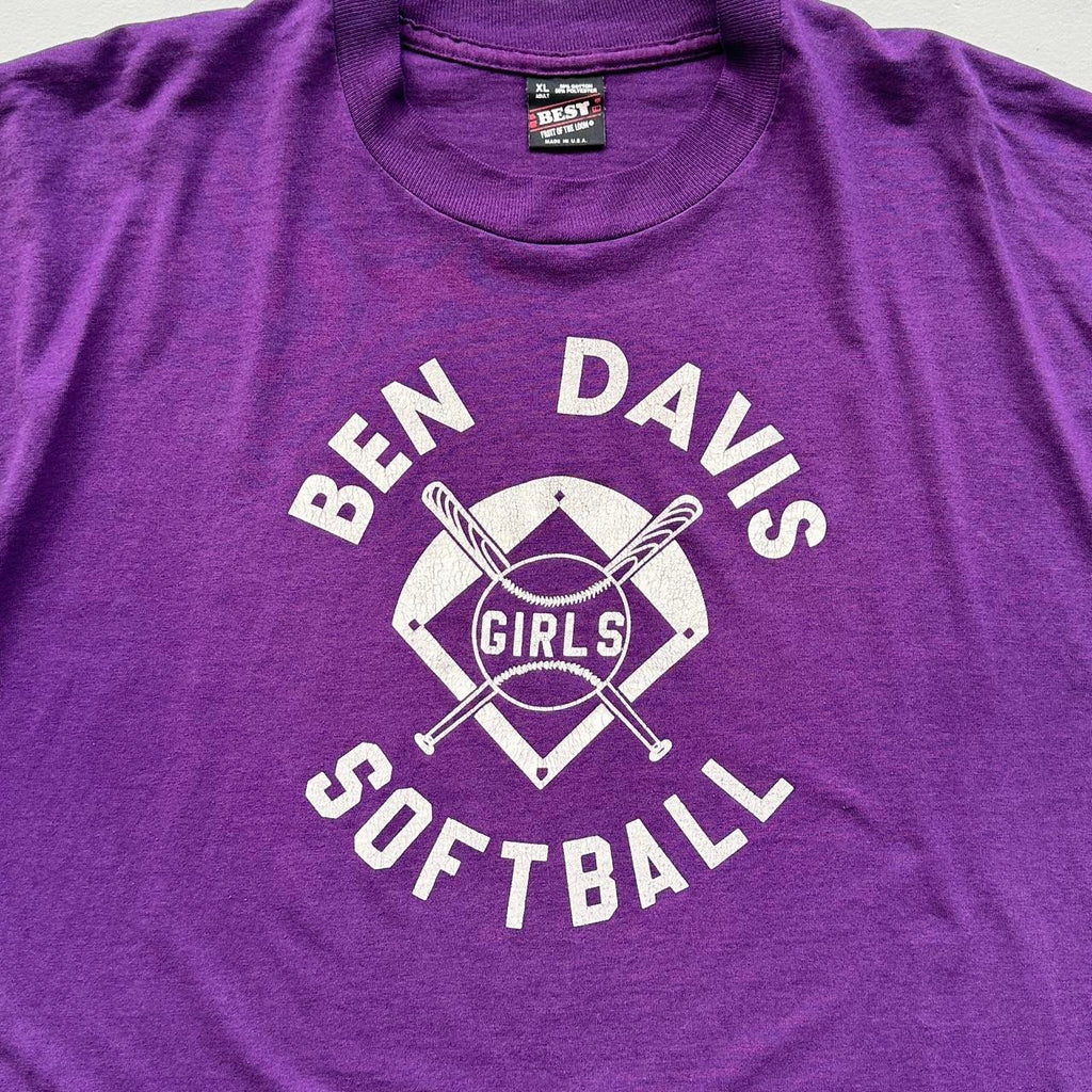 Purple Ben Davis Girls Softball 90s Vintage T-shirt - XL