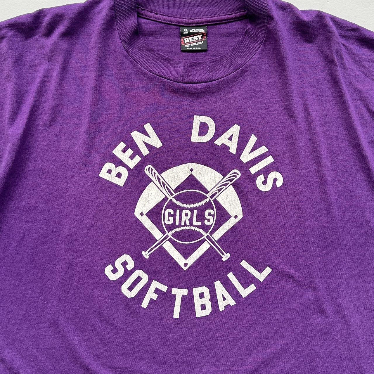 Purple Ben Davis Girls Softball 90s Vintage T-shirt - XL
