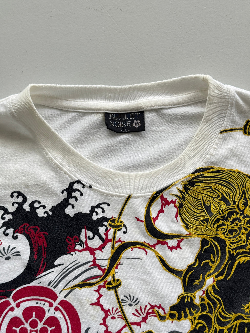 White Bullet Noise 00's Vintage Y2K Graphic T-Shirt - Large