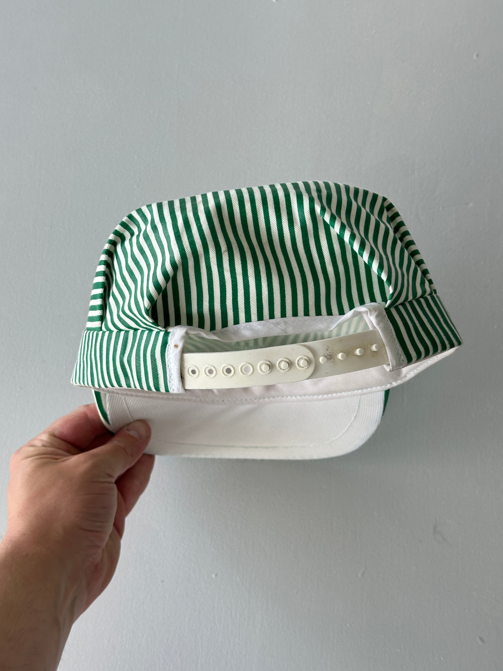 Green & White Tandem Striped 90's Vintage SnapBack Trucker Cap