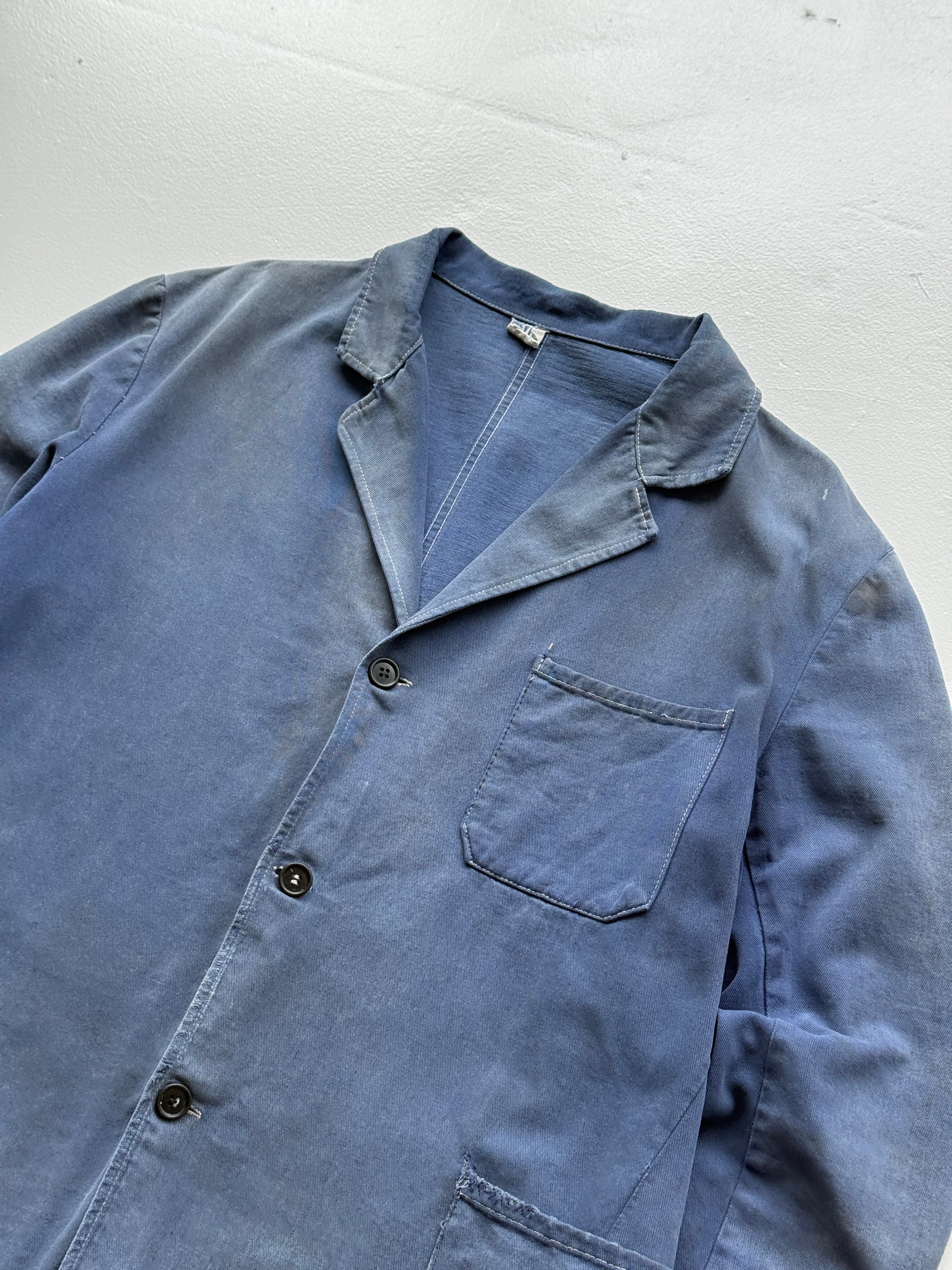 Thrashed Blue Chore Jacket 70's Vintage French Workwear CH145 - XL
