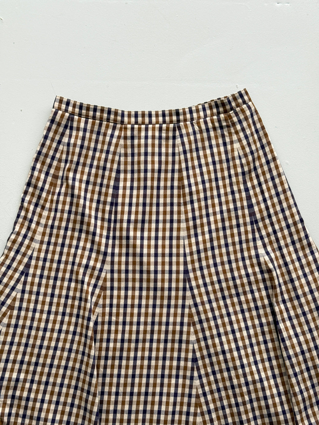 Aquascutum Womens Vintage 90s Brown Club Check Panelled Midi Skirt - UK 10