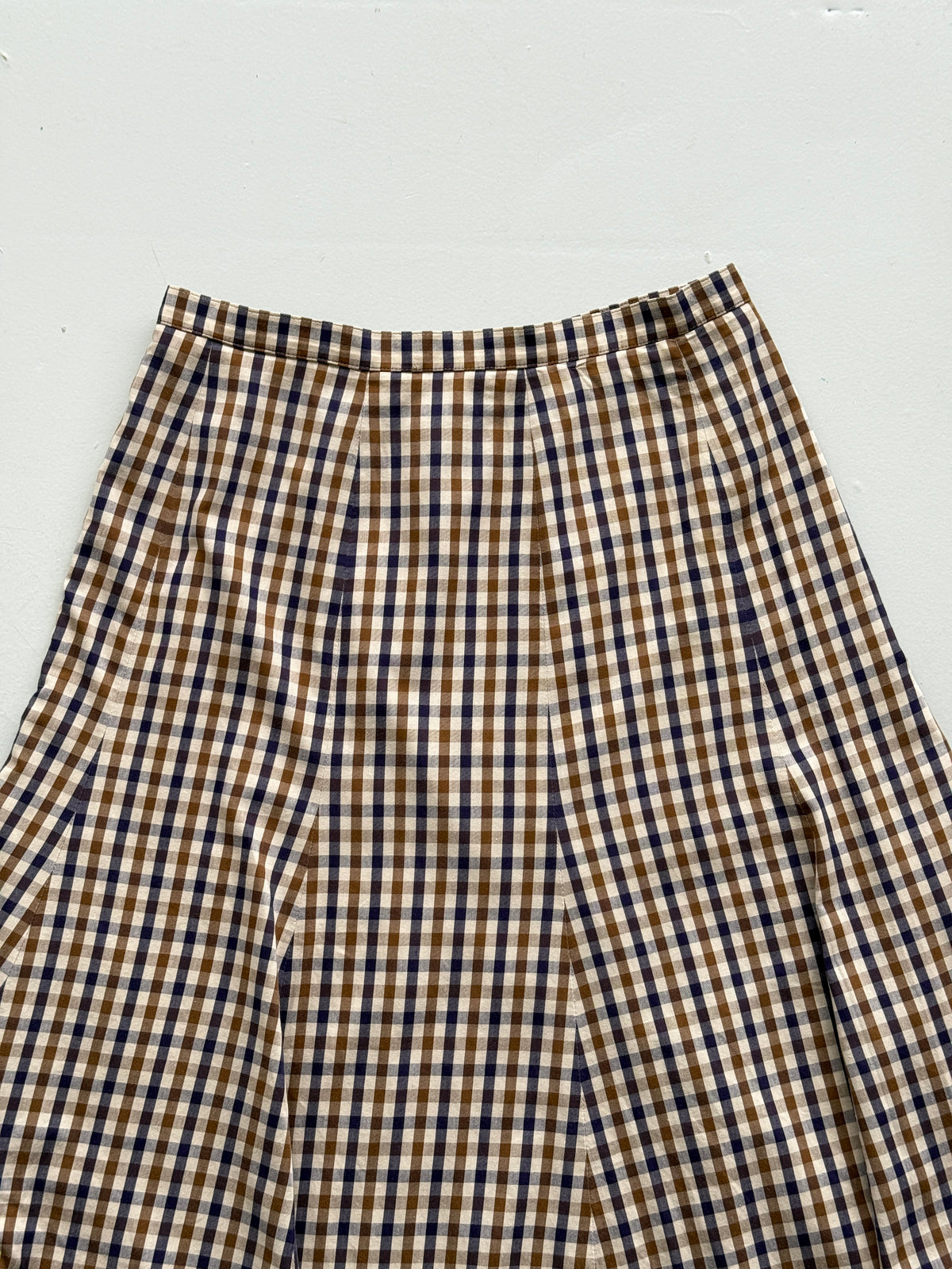 Aquascutum Womens Vintage 90s Brown Club Check Panelled Midi Skirt - UK 10