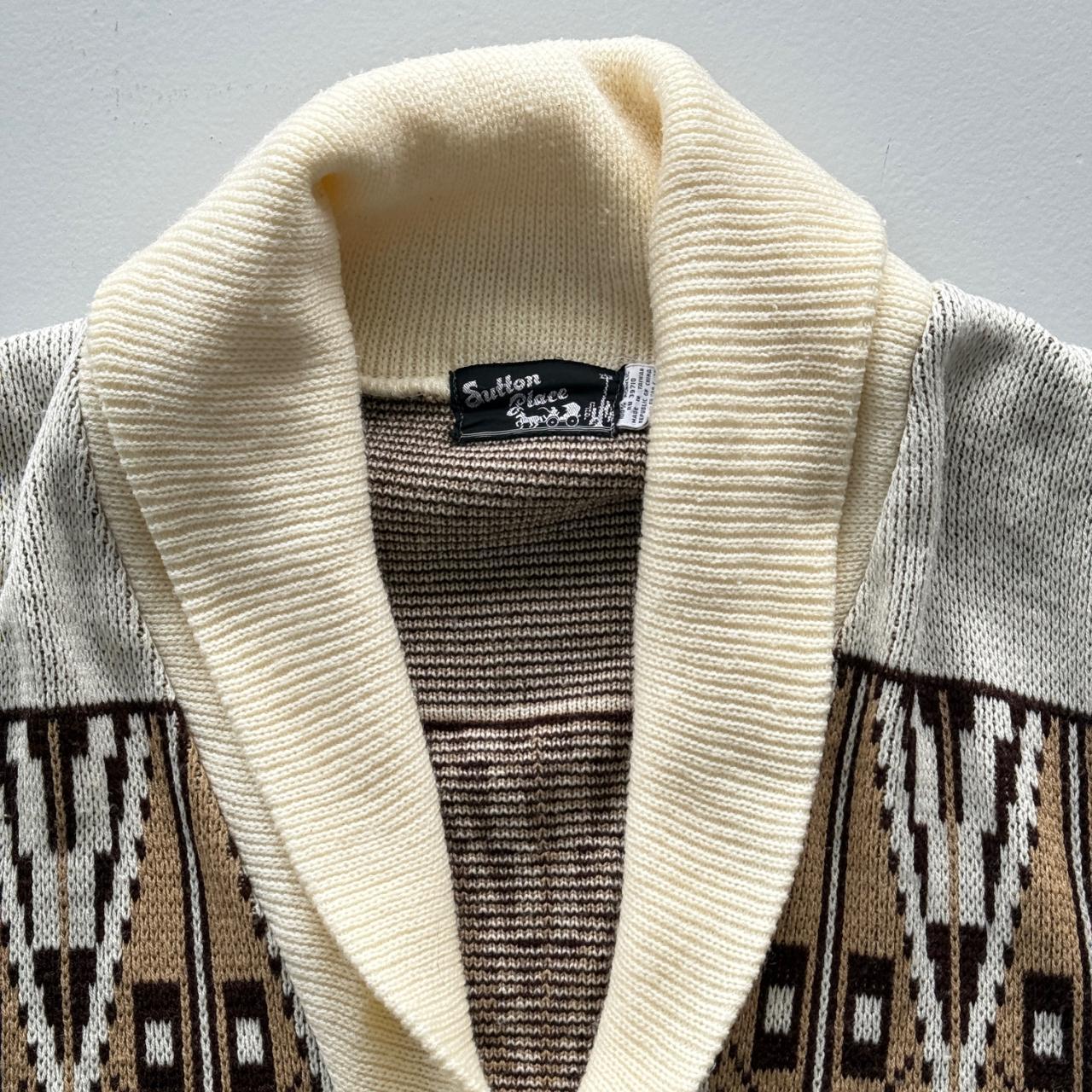 Cream Knit 80's Vintage Heavy Cardigan - XL
