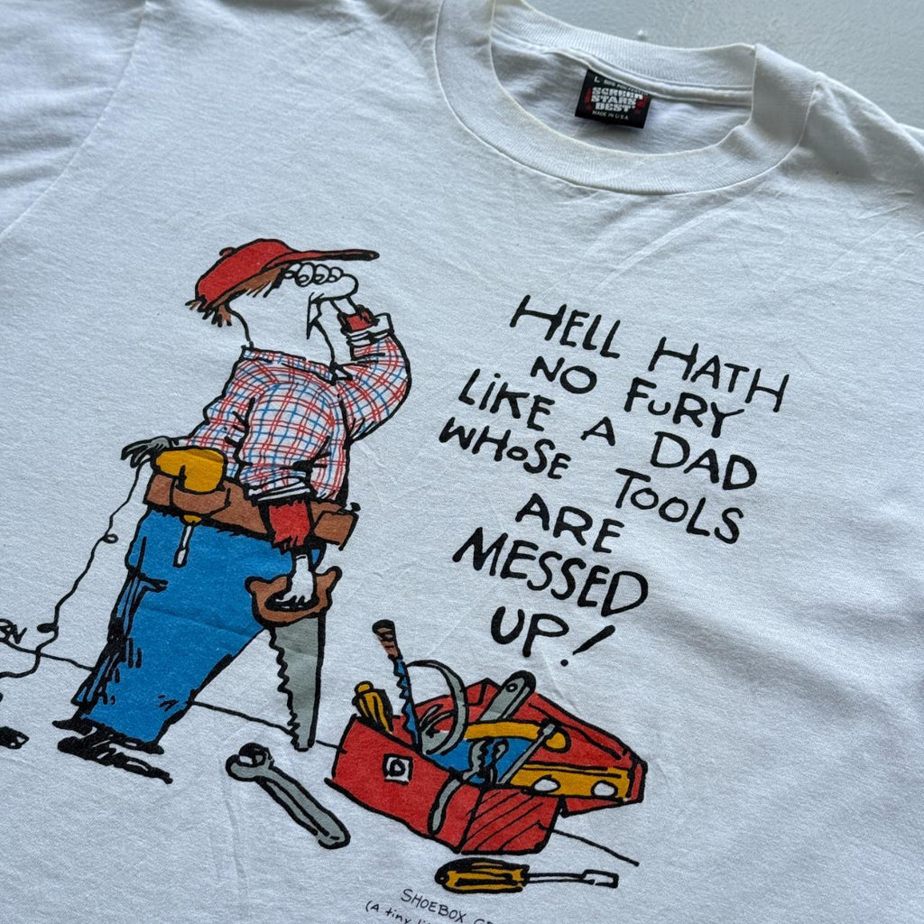 White Novelty Cartoon Dad Slogan Vintage 90s Tour T-shirt - Medium
