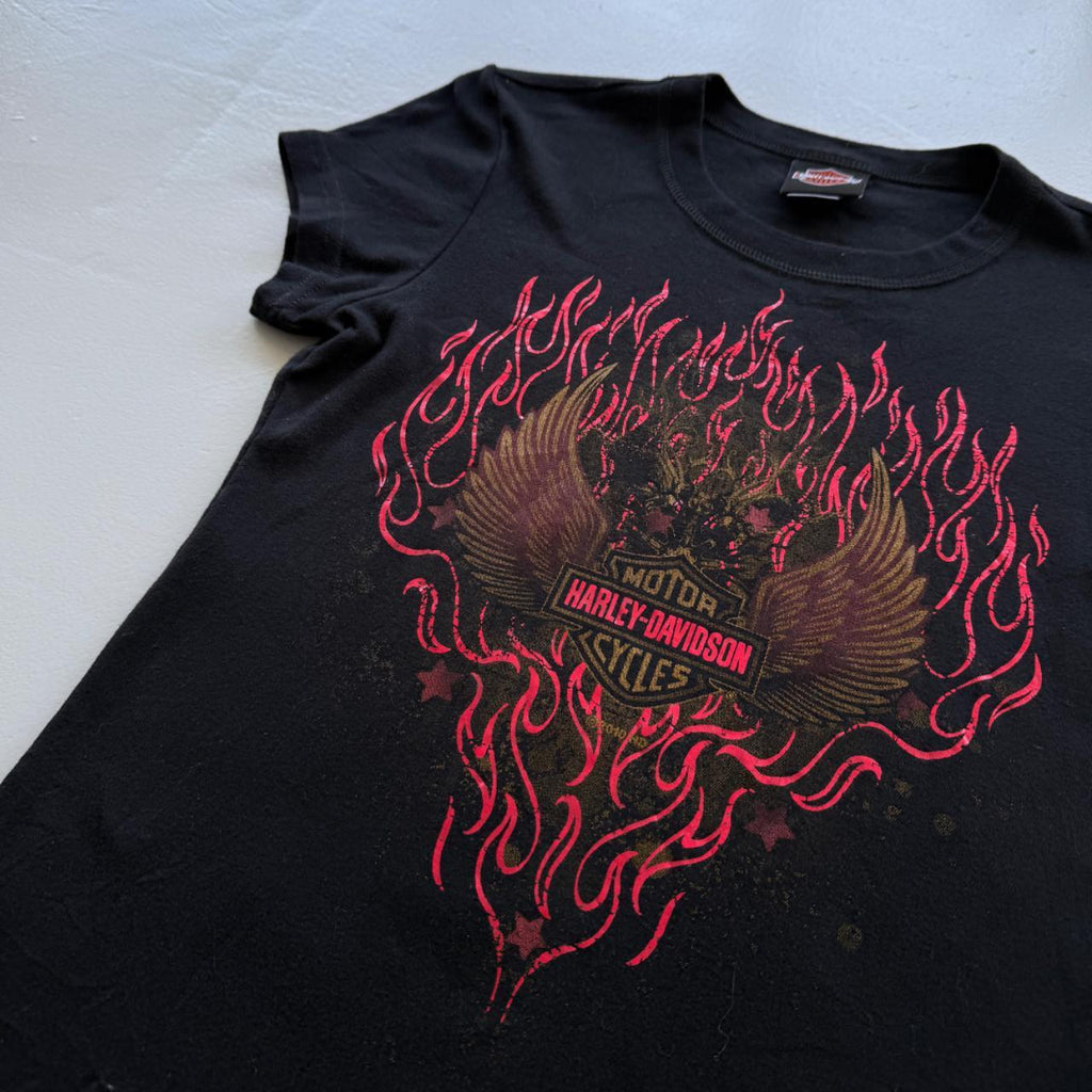 Black Harley Davidson 00's Y2K Graphic T-Shirt - Womens Large