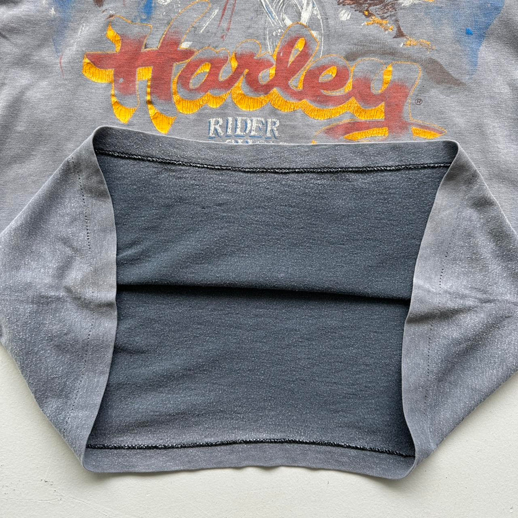 Faded Grey Harley Davidson Bridewater England 80s Vintage T-shirt - Medium