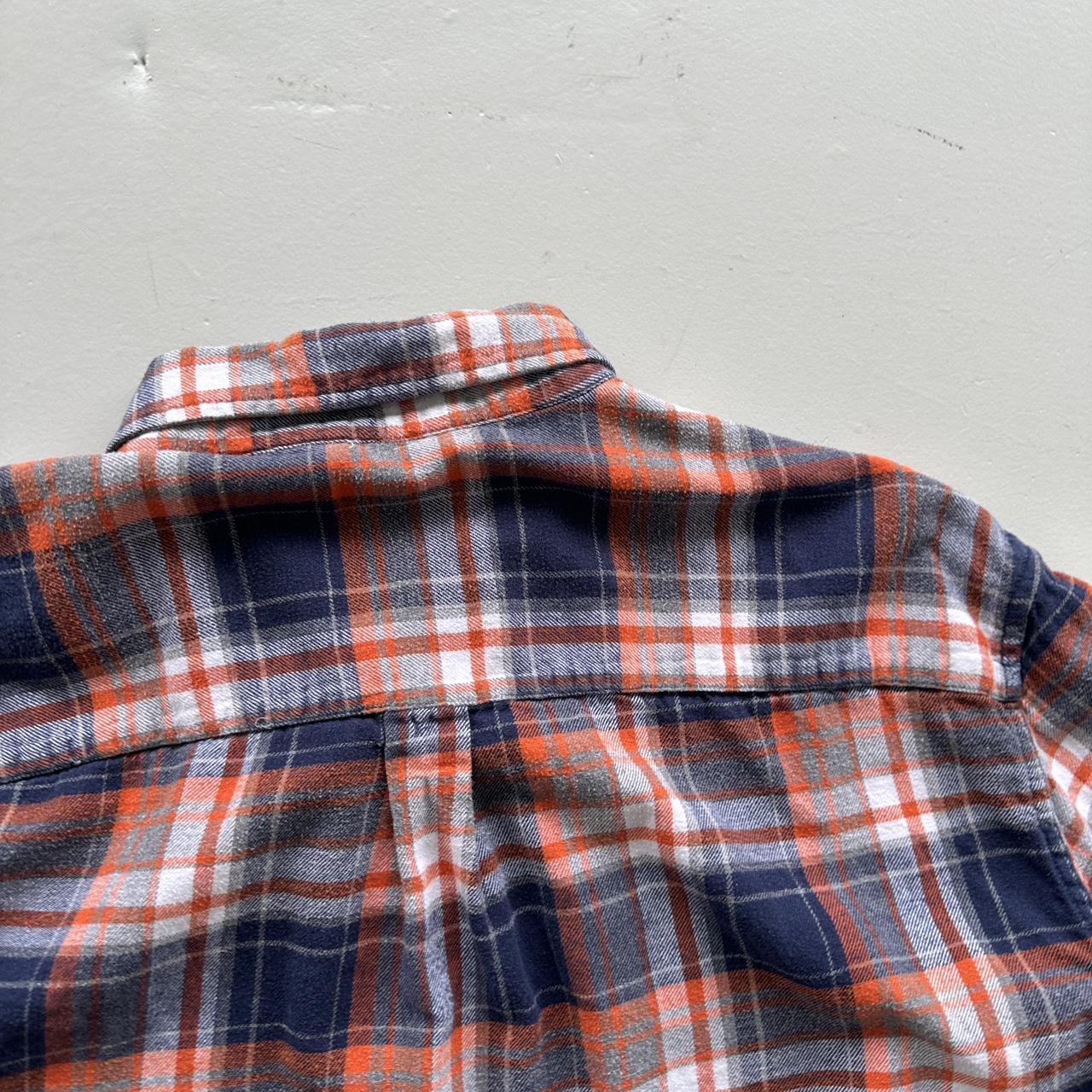 Orange Navy Checkered Chaps 90s Vintage Long sleeve - 2XL