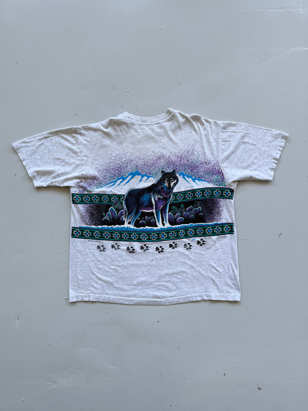 Grey Wolf AOP 90's Vintage Graphic Single Stitch T-Shirt - XL