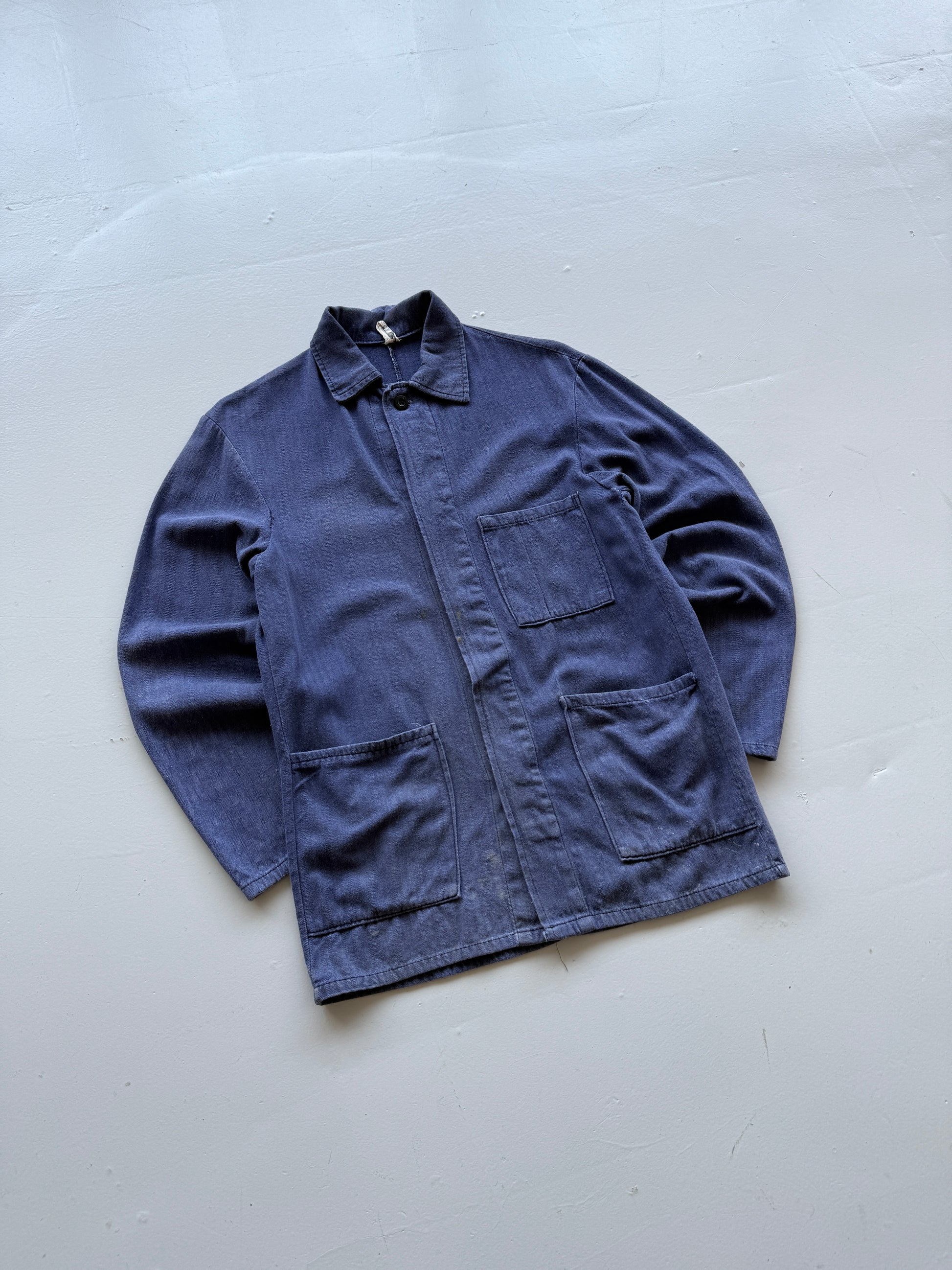 Navy French Workwear Vintage Herringbone Twill Chore Jacket CH038 - Slim Medium