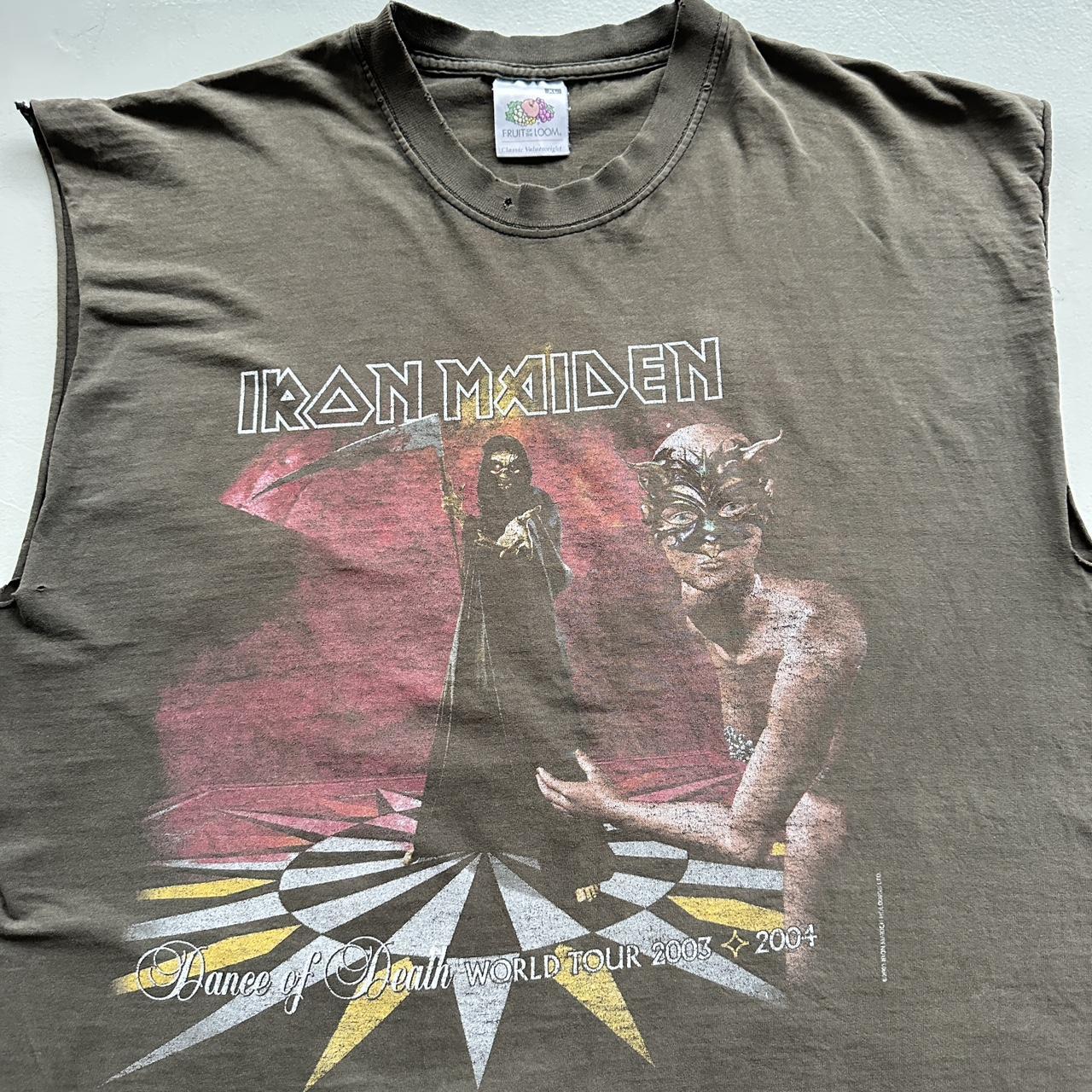 Faded Grey Iron Maiden 2004 Vintage Graphic Hand-cut Band Tshirt Vest - Large