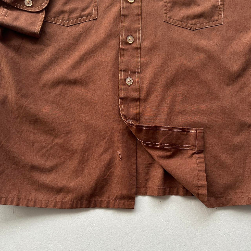Brown JC Penny 70s Button-Up Shirt - Medium
