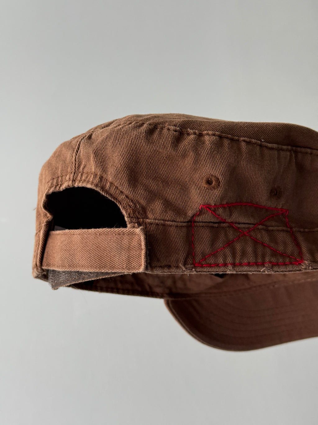 Brown Distressed Y2K Cadet Cap Military Style 00's Grunge Aesthetic
