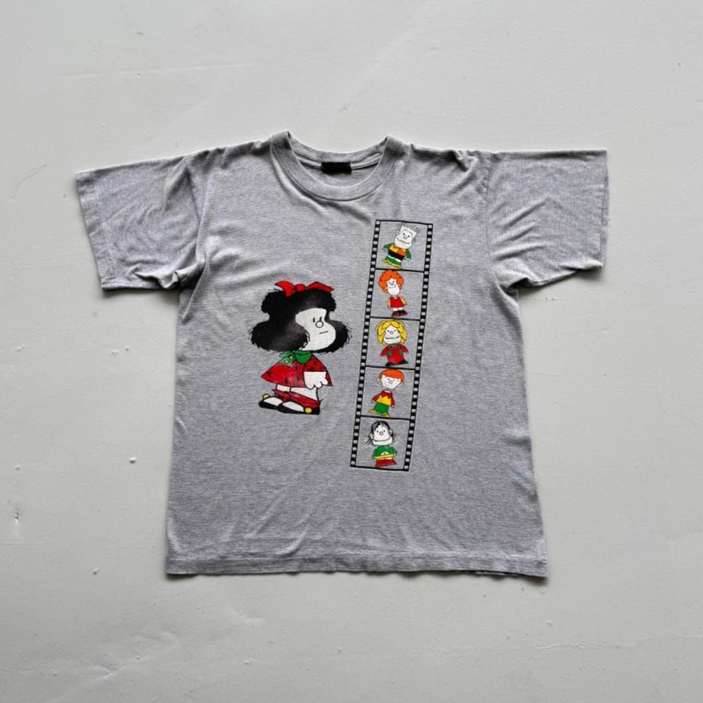 Grey Mafalda Grey Cartoon 80s Vintage Graphic T-Shirt - Medium