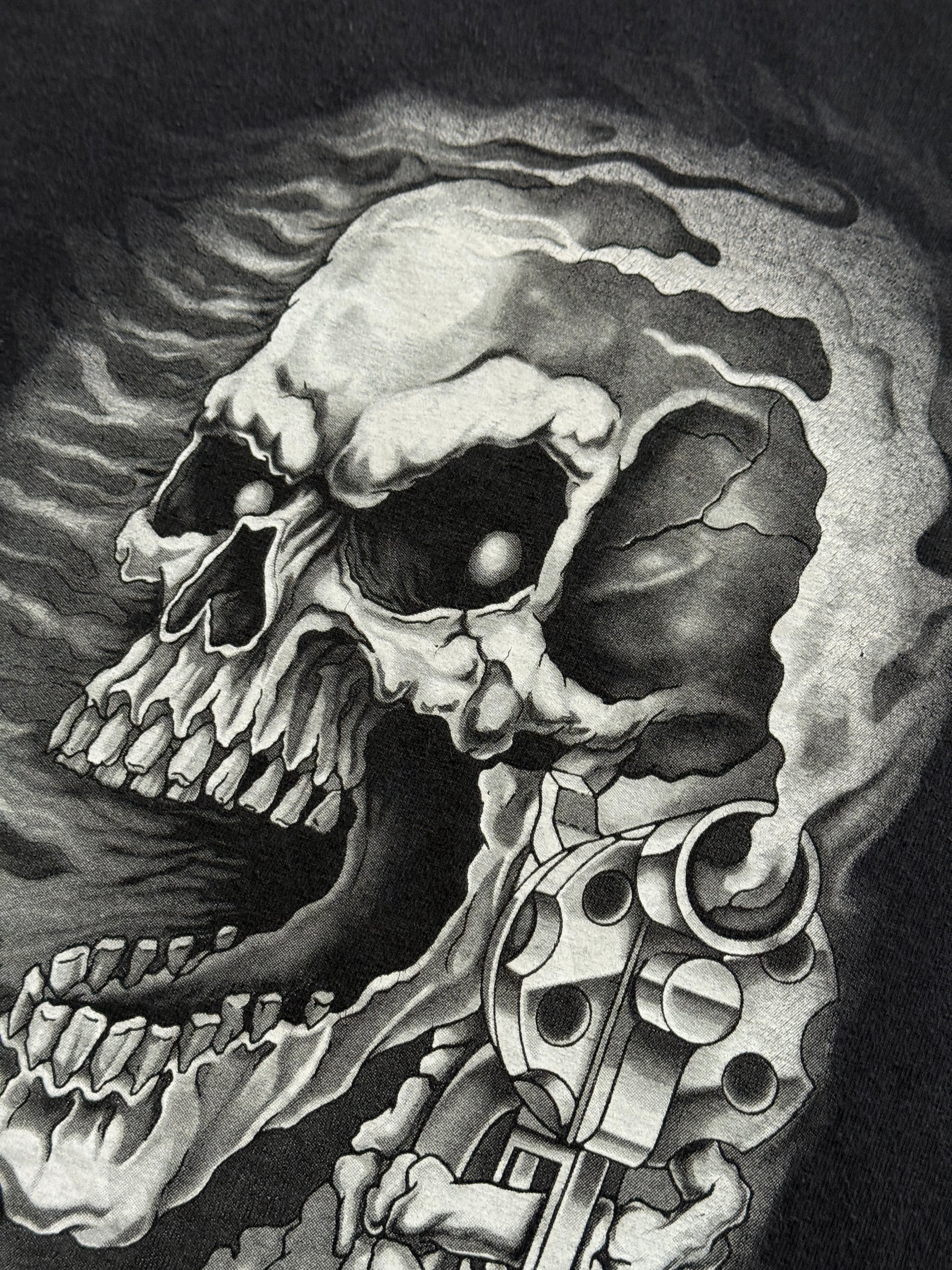 Faded Black Skull 00's Vintage Metal Gothic T-Shirt - XL
