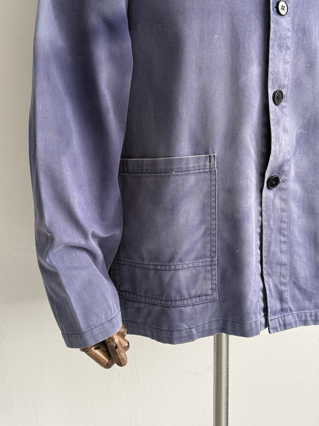 Faded Blue French 1970s Vintage Workwear Chore Jacket CH451 - Medium