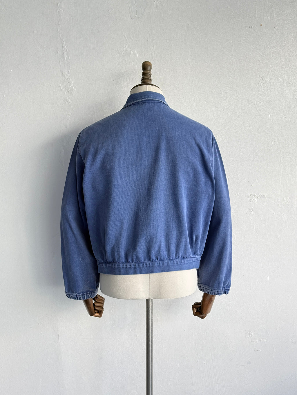 Blue French 1960s Vintage Cropped Workwear Chore Jacket CH491 - XS/S