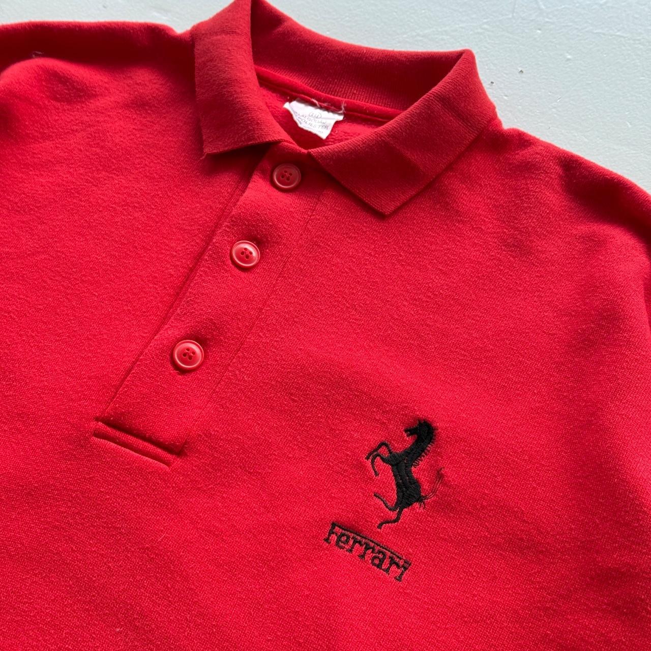 Red Ferrari 90s Vintage Logo Polo Sweatshirt - XL