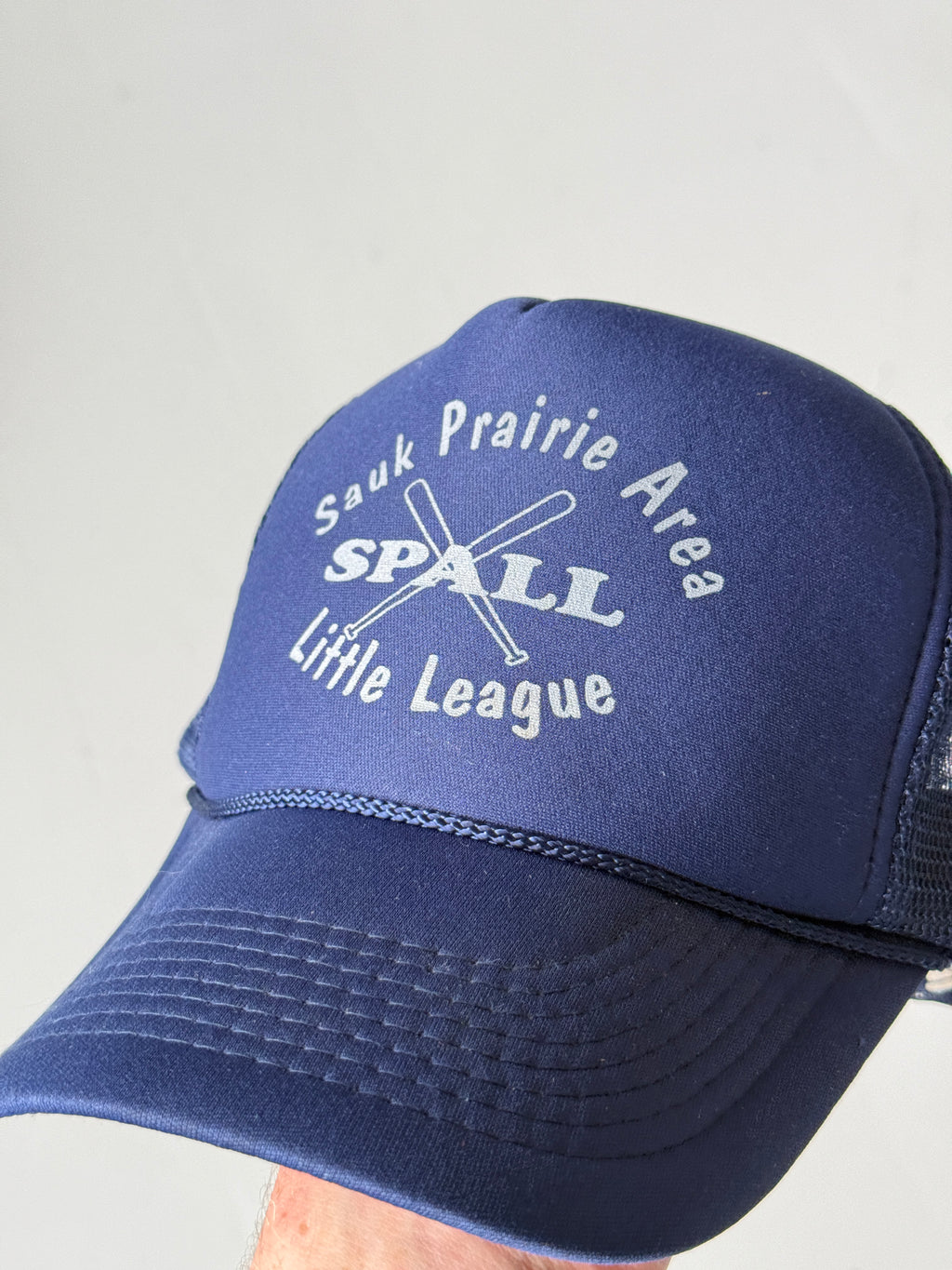 Blue Baseball Little League Vintage Foam and Mesh SnapBack Trucker Cap