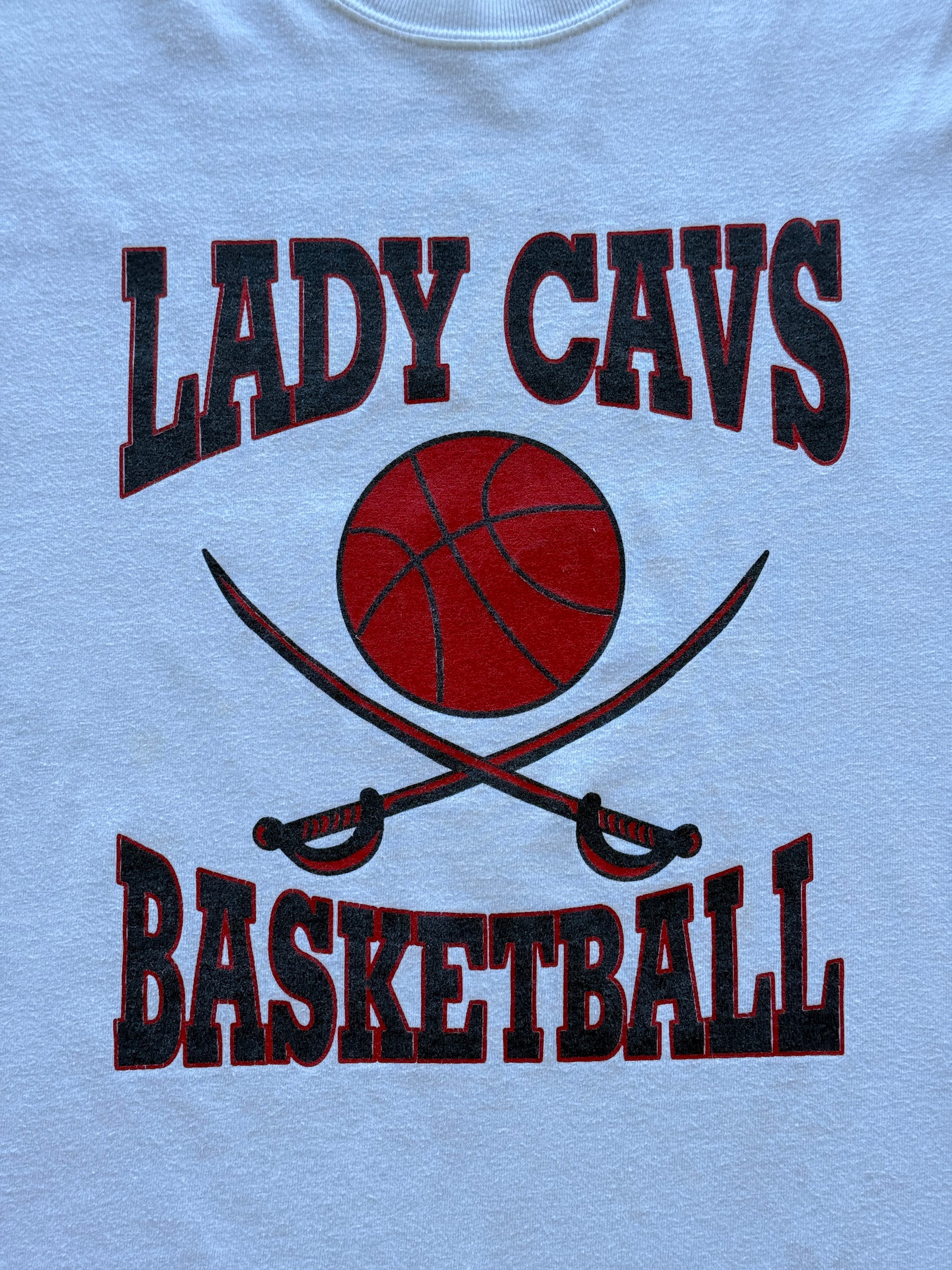 White Lady Cavs Basketball 90's Vintage Graphic T-Shirt - XL