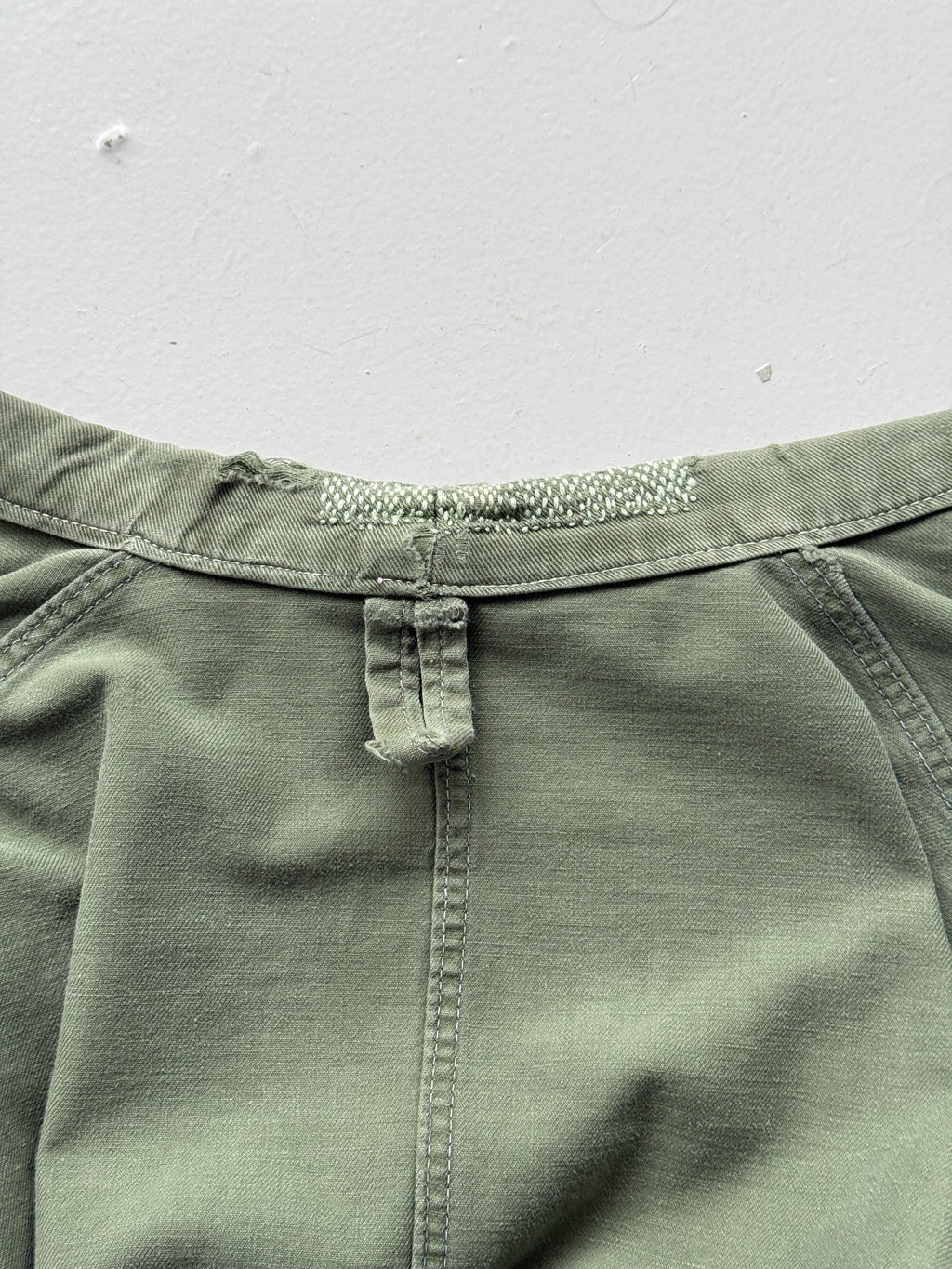 Green French Sashiko Repaired 1950s Vintage Workwear Chore Jacket CH366 - Small