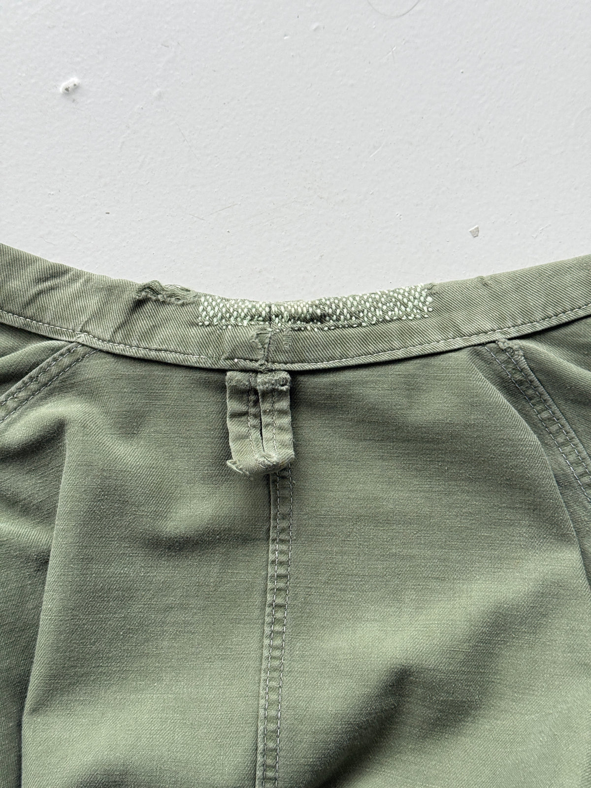 Green French Sashiko Repaired 1950s Vintage Workwear Chore Jacket CH366 - Small