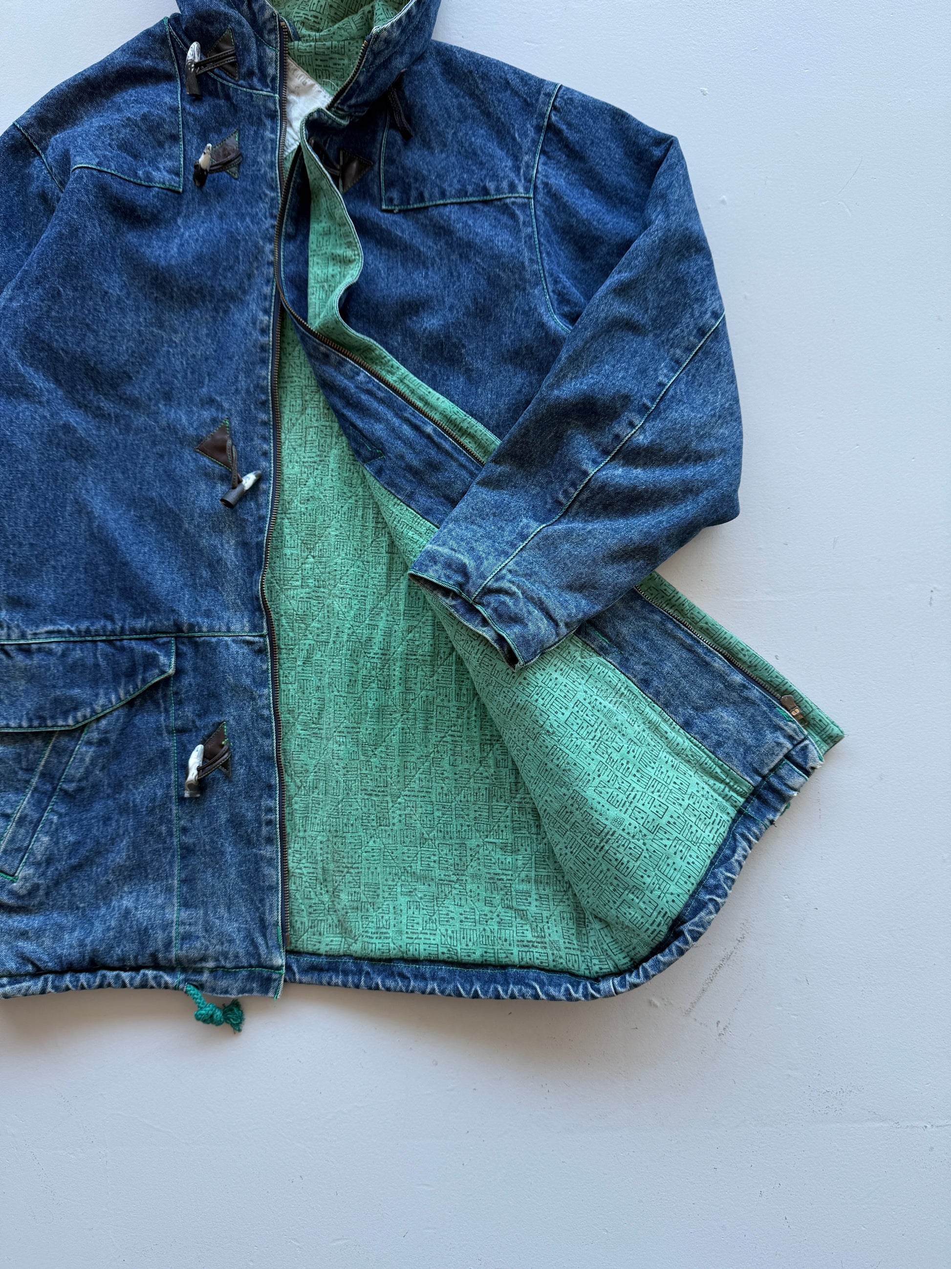 Blue Wrangler 90's Vintage Denim Parka Jacket - Medium