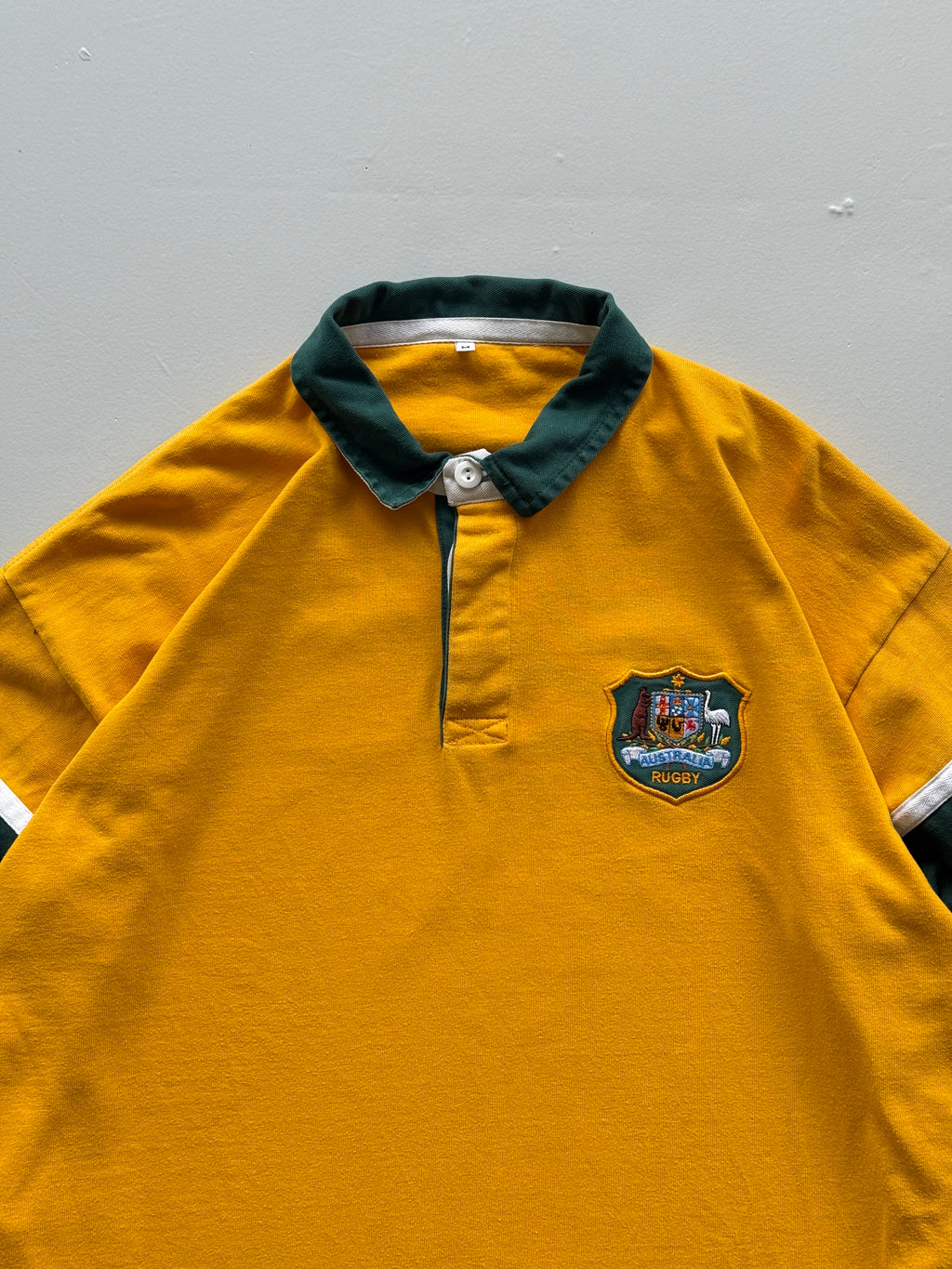Yellow Australian Rugby Jersey Vintage Long Sleeve Replica - Oversized Medium