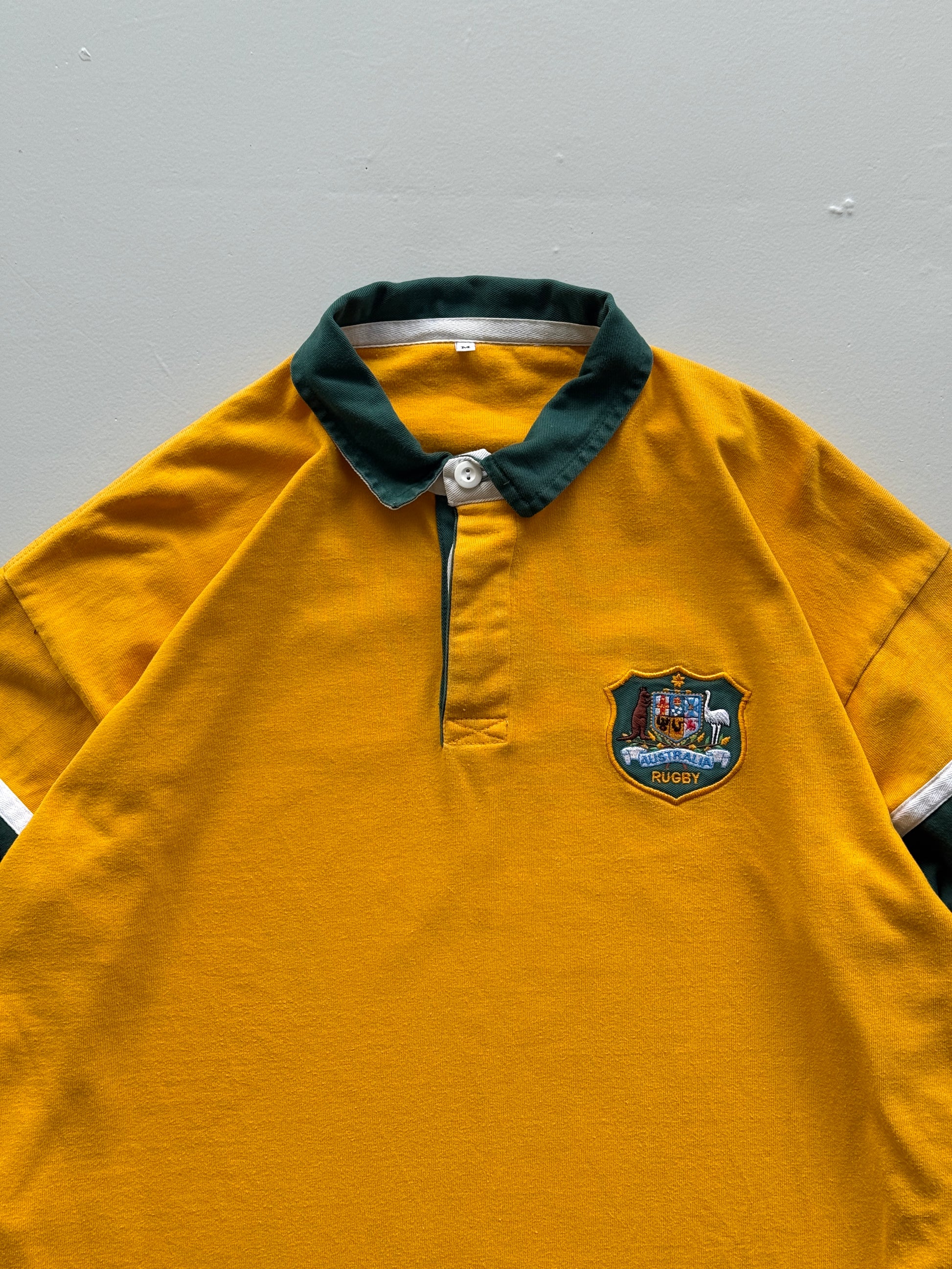 Yellow Australian Rugby Jersey Vintage Long Sleeve Replica - Oversized Medium
