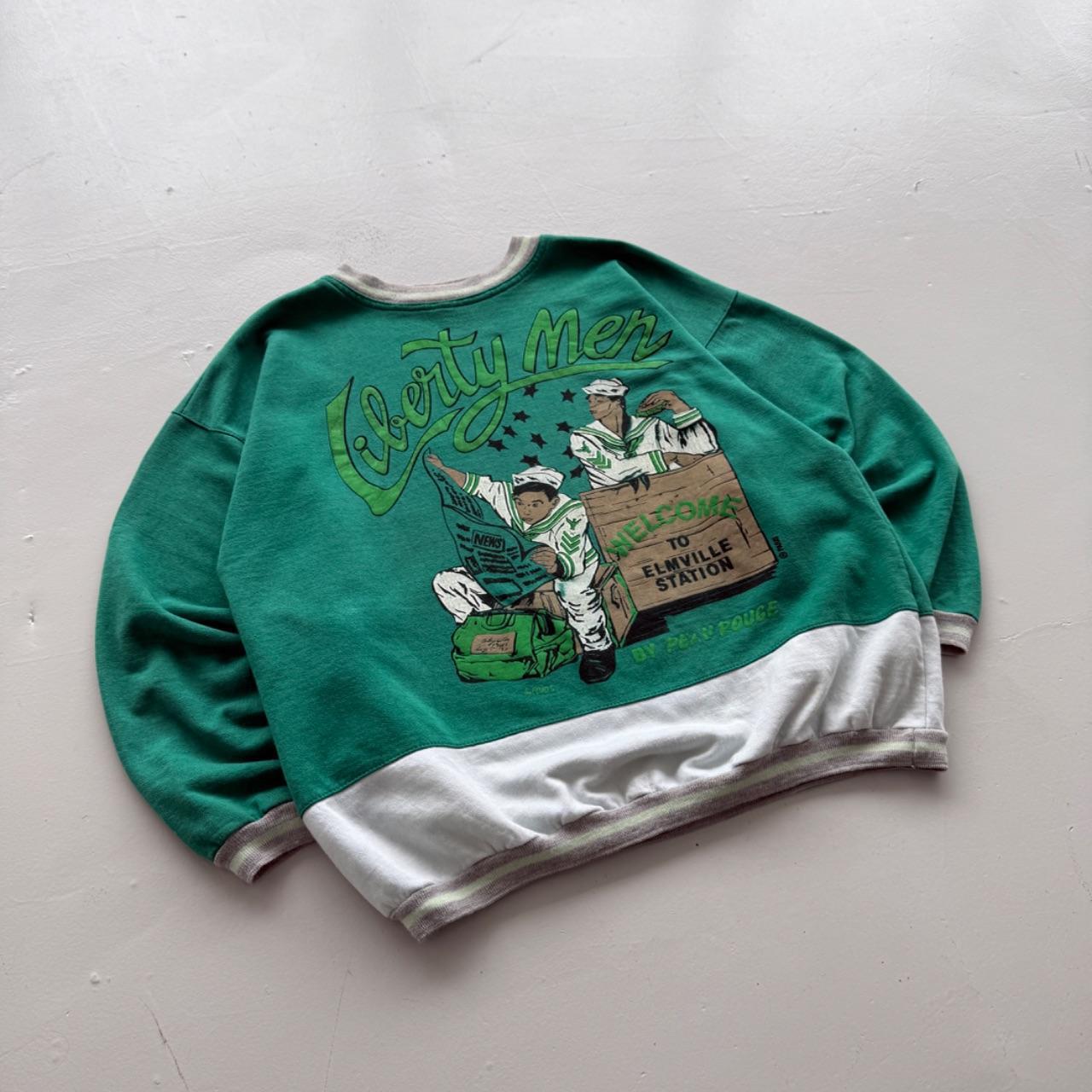 Green Liberty Men 80’s Vintage Graphic Sweatshirt - Boxy Large