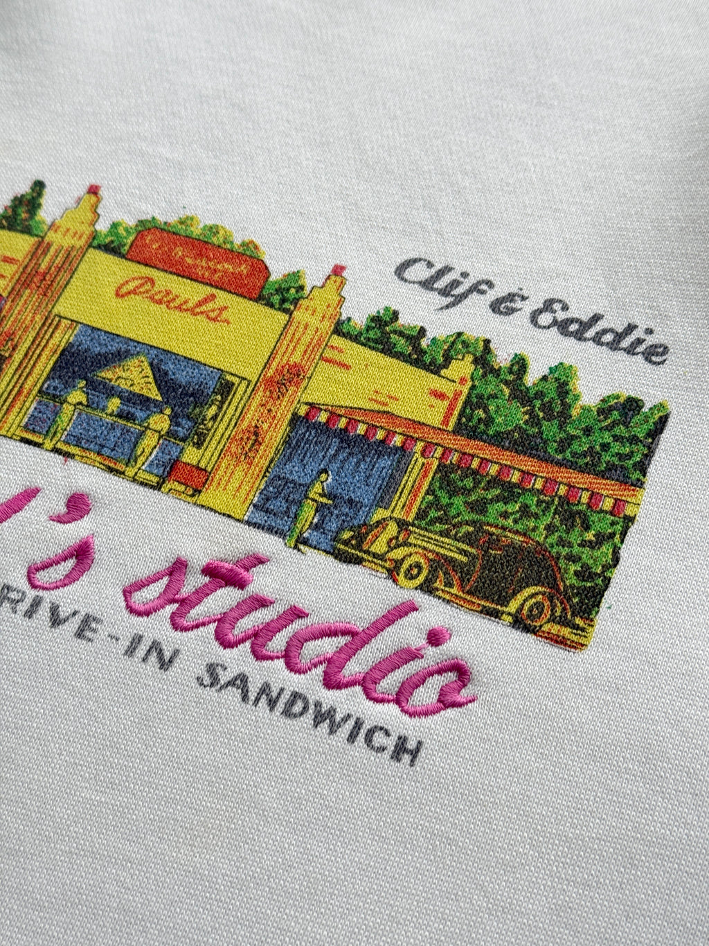 White Naf Naf 90's Vintage Graphic Sweatshirt Jumper - Large