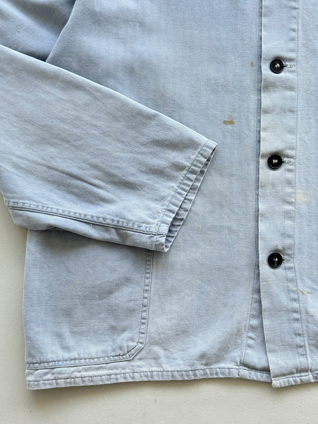 Faded Blue French Herringbone Vintage Workwear Chore Jacket CH367 - Medium