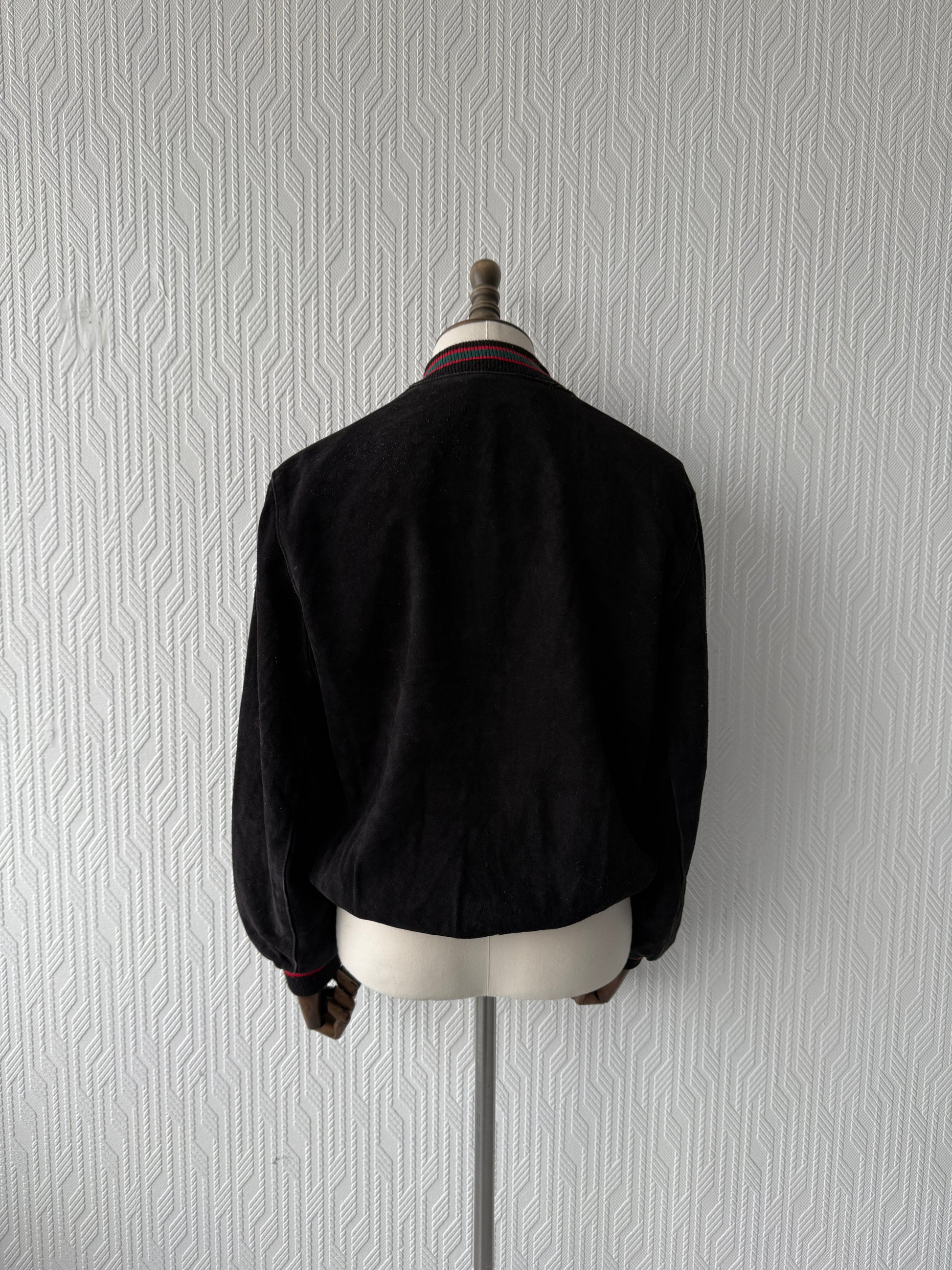 Black 90's Vintage Suede Golf Bomber Jacket - Boxy Large