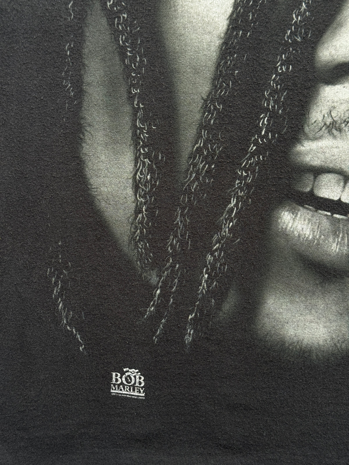 Black Bob Marley Big Face Graphic Vintage T-Shirt - Small