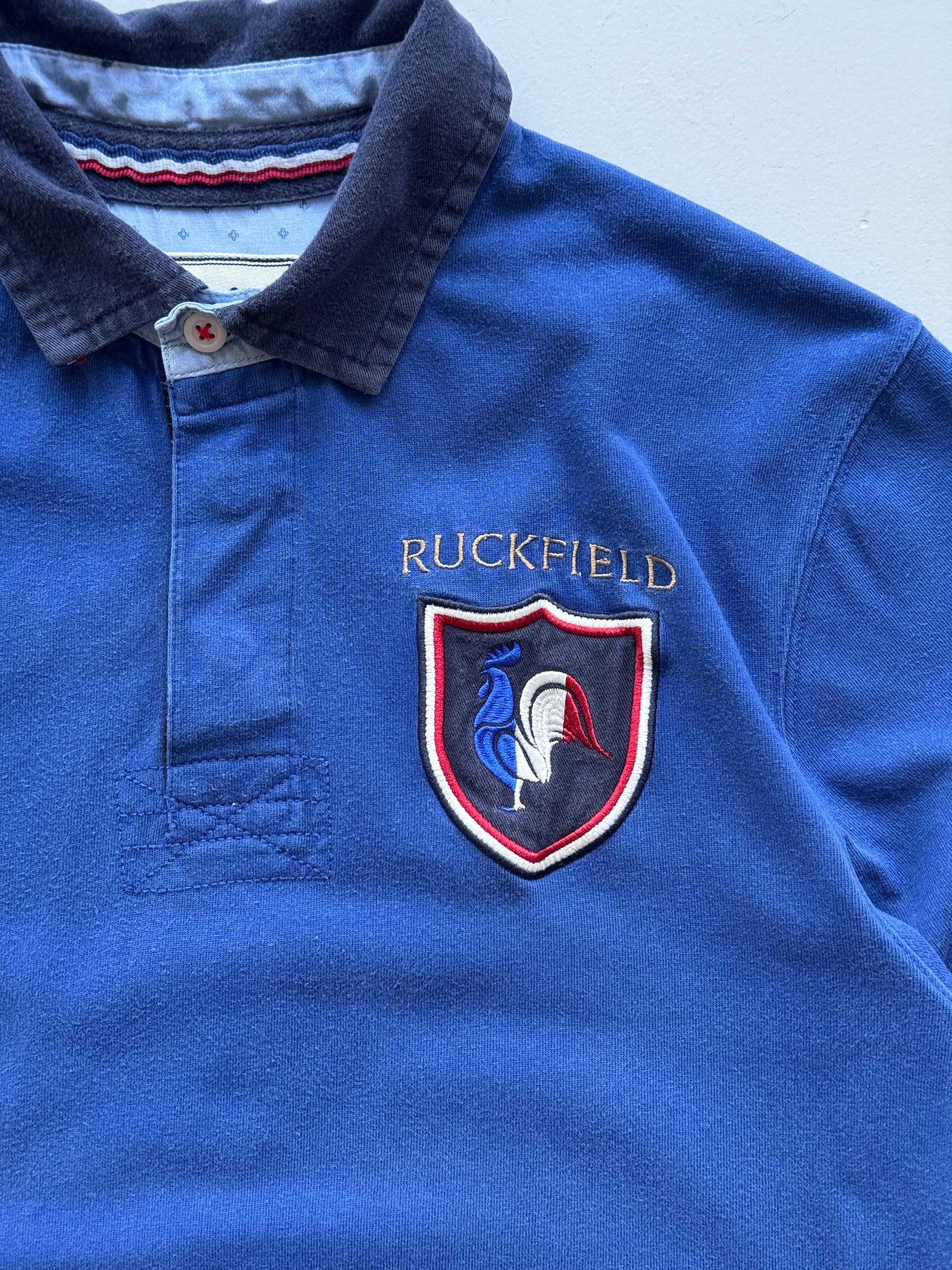 Blue France 00's Vintage Long Sleeve Polo Jersey - Medium