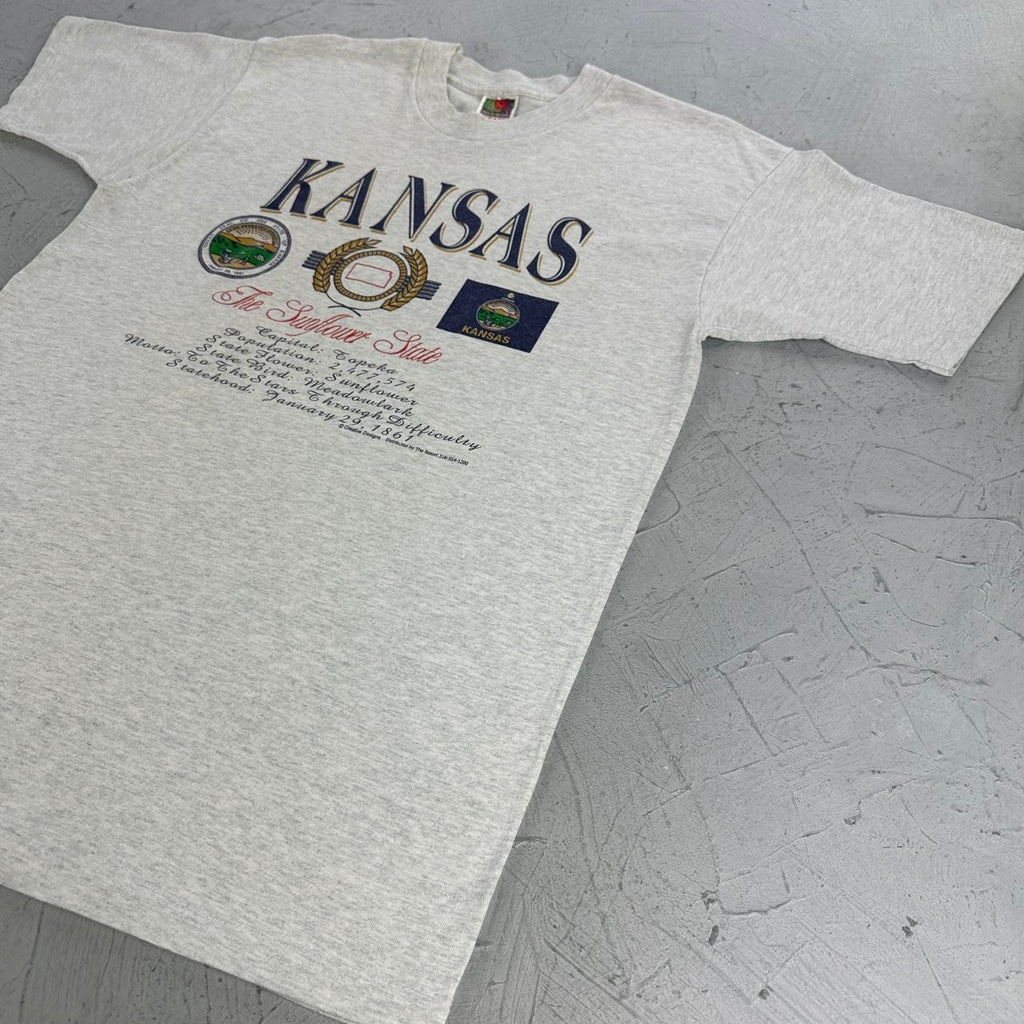 KANSAS Vintage 90s Grey Tourist T-shirt - Medium