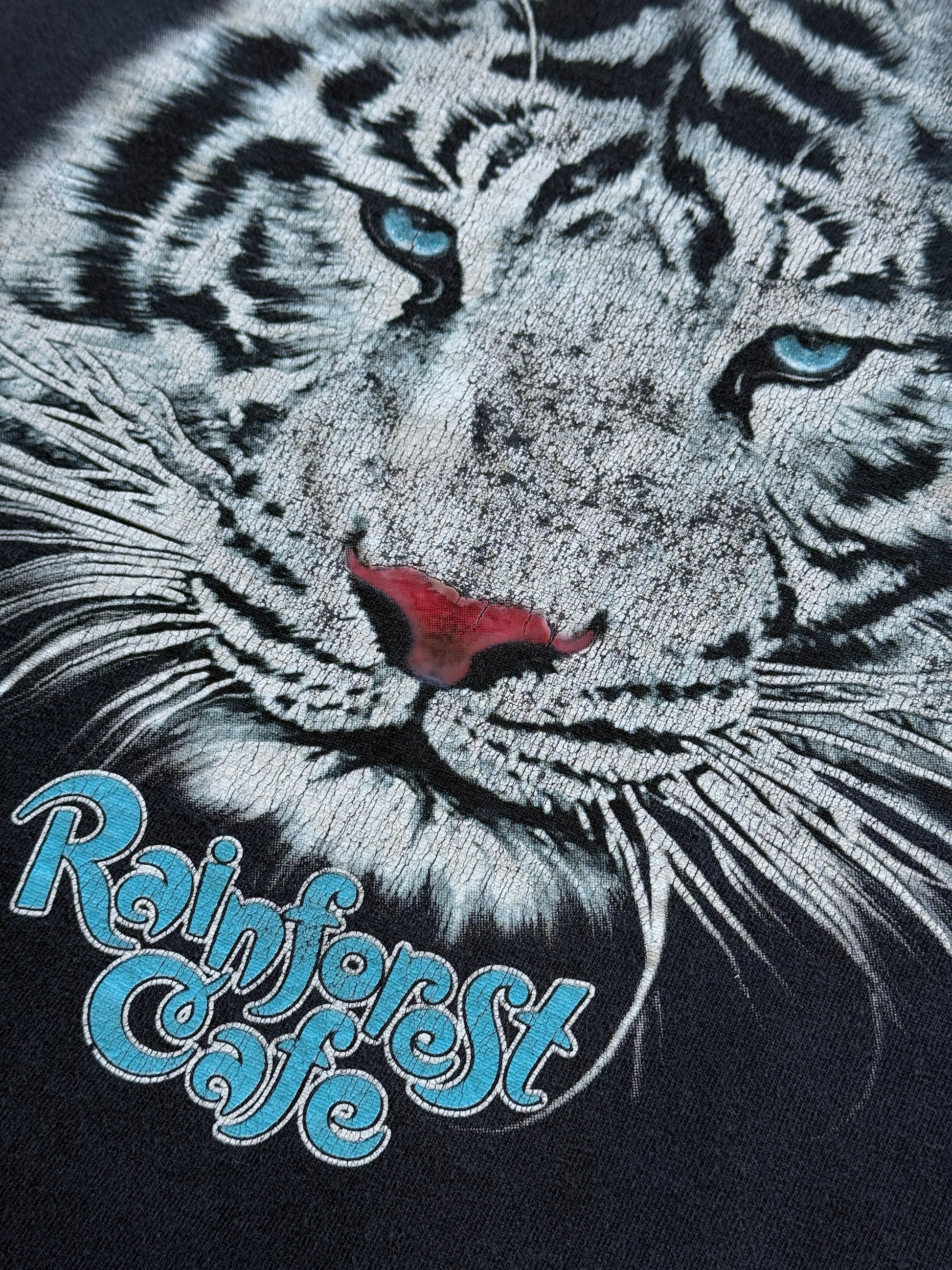 Black Faded Rainforest Cafe 00's Vintage Graphic T-Shirt - XXL