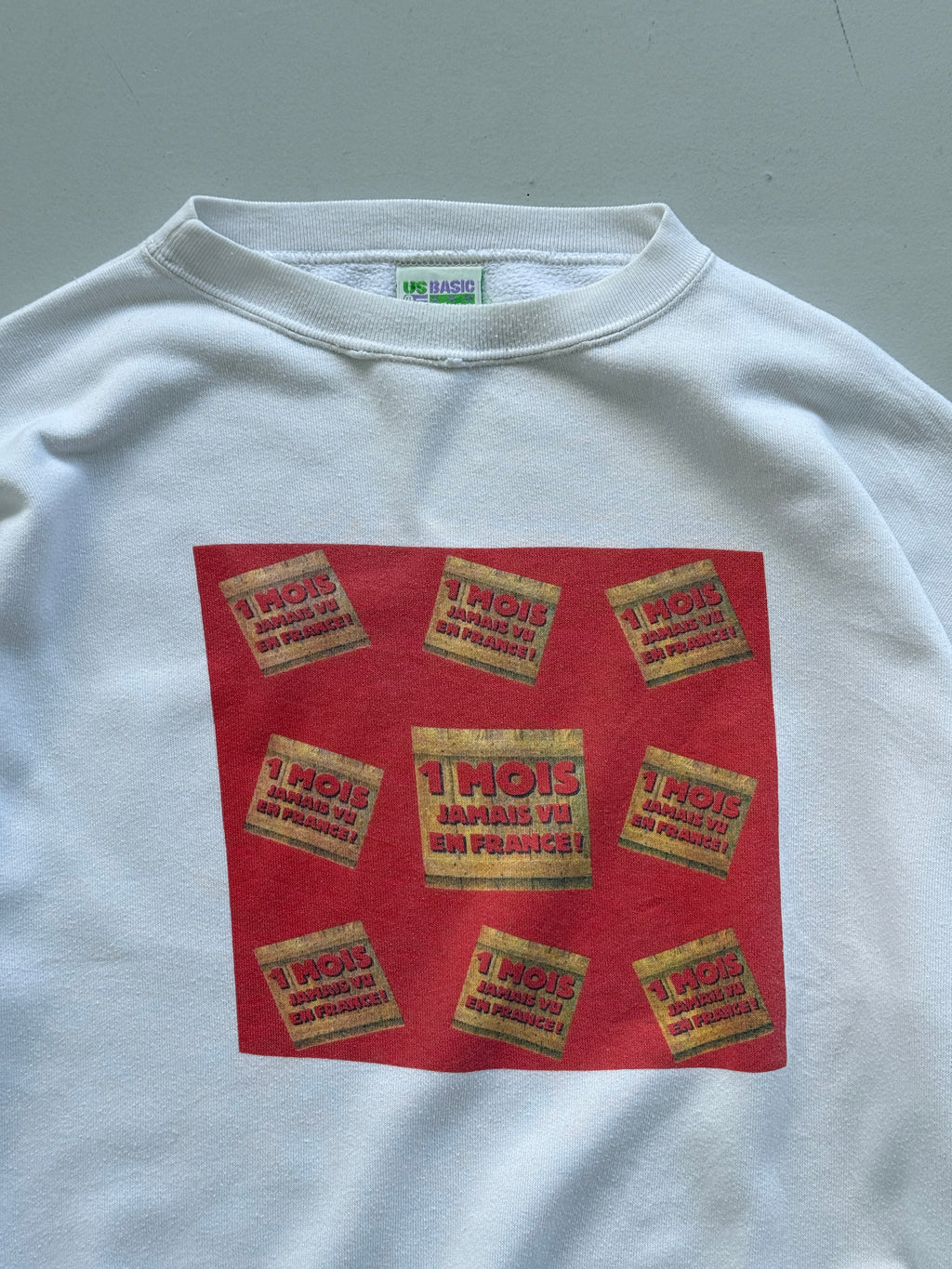 White Carrefour 90's Vintage French Graphic Sweatshirt Jumper - Large