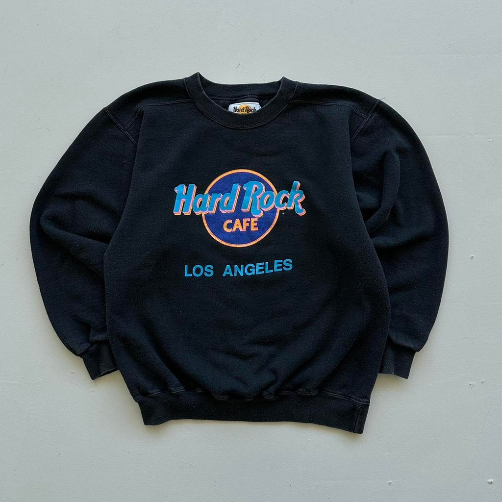 Faded Black Hard Rock Cafe 90s Vintage Sweatshirt - Small