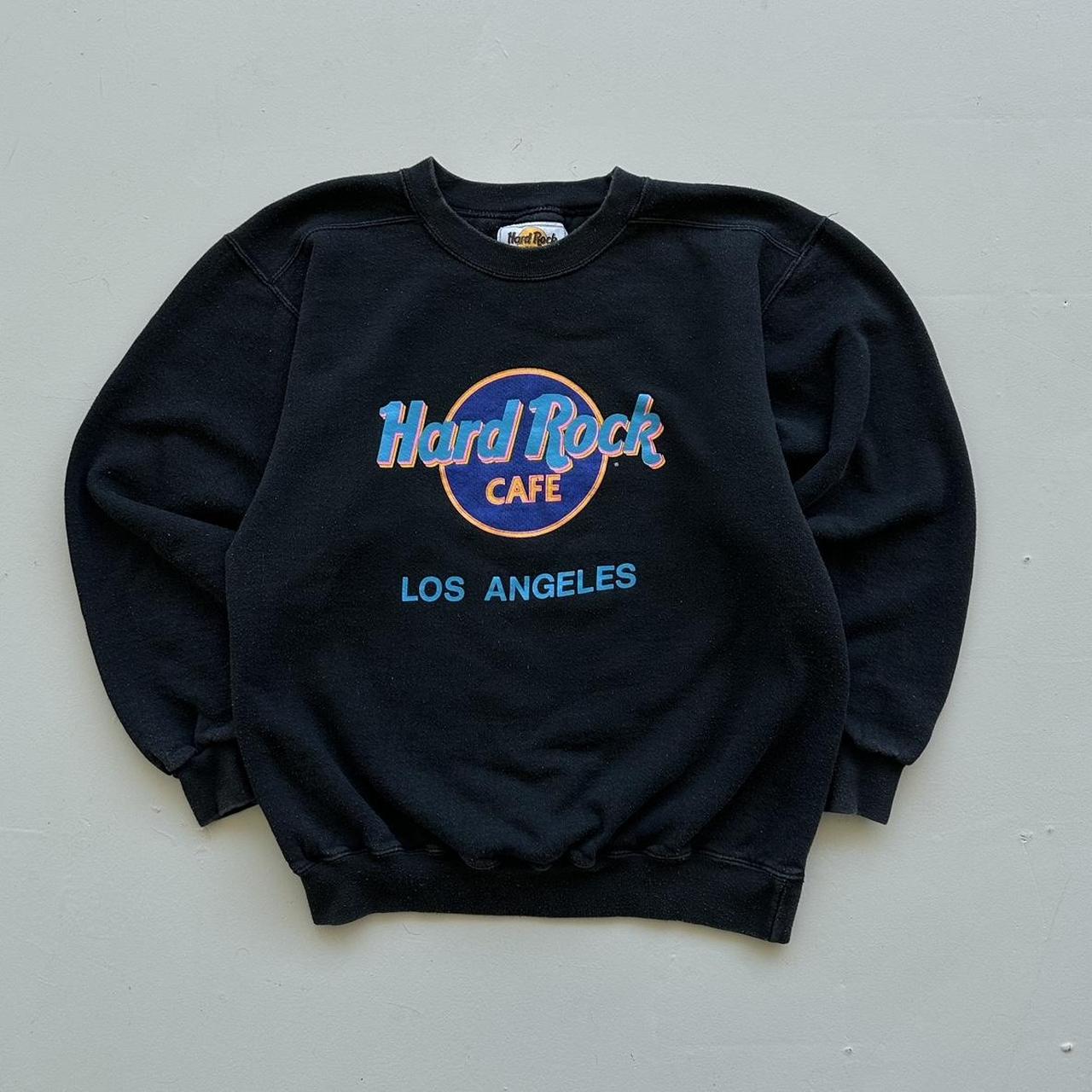 Faded Black Hard Rock Cafe 90s Vintage Sweatshirt - Small