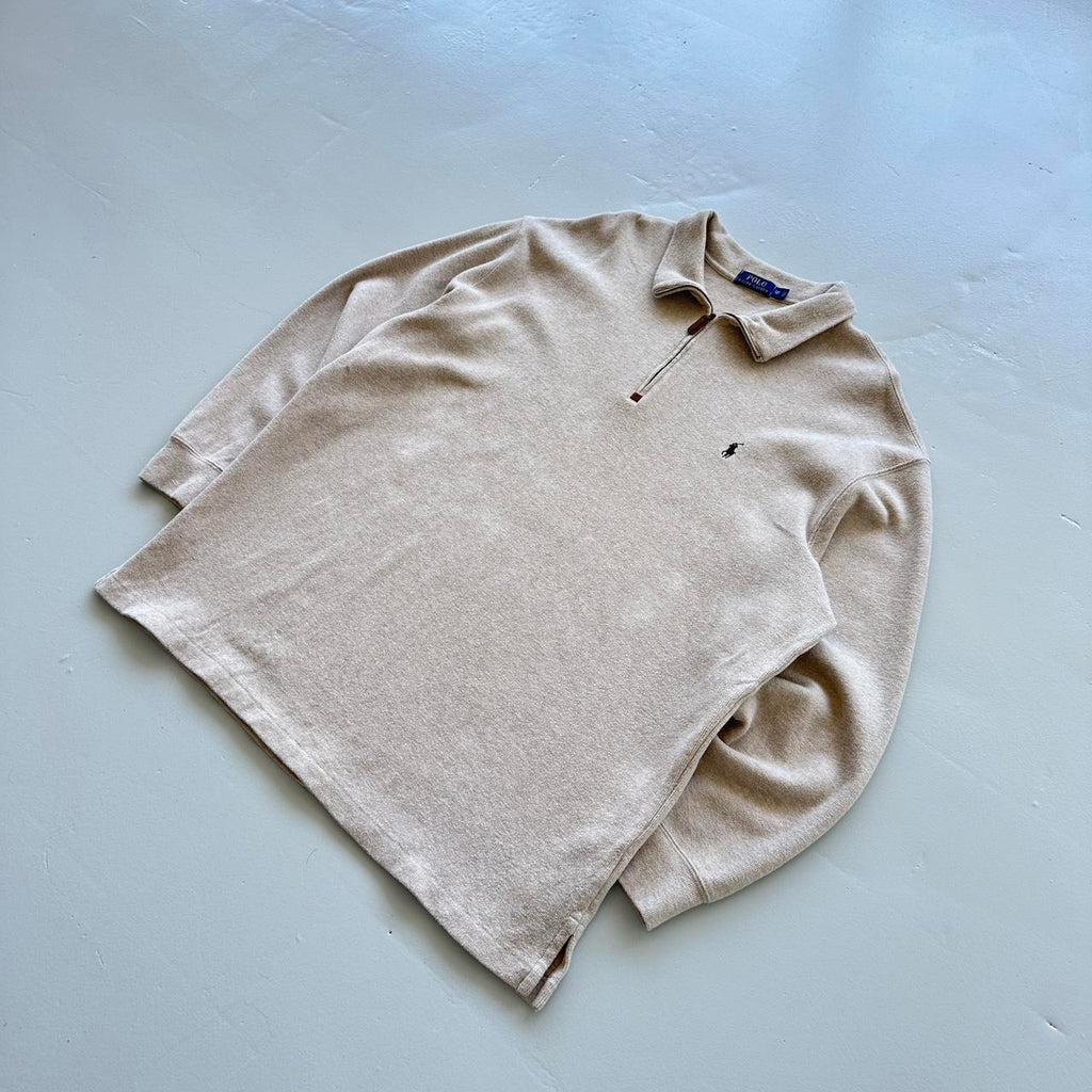 Cream Polo Ralph Lauren Quarter Zip Sweatshirt - 2XL